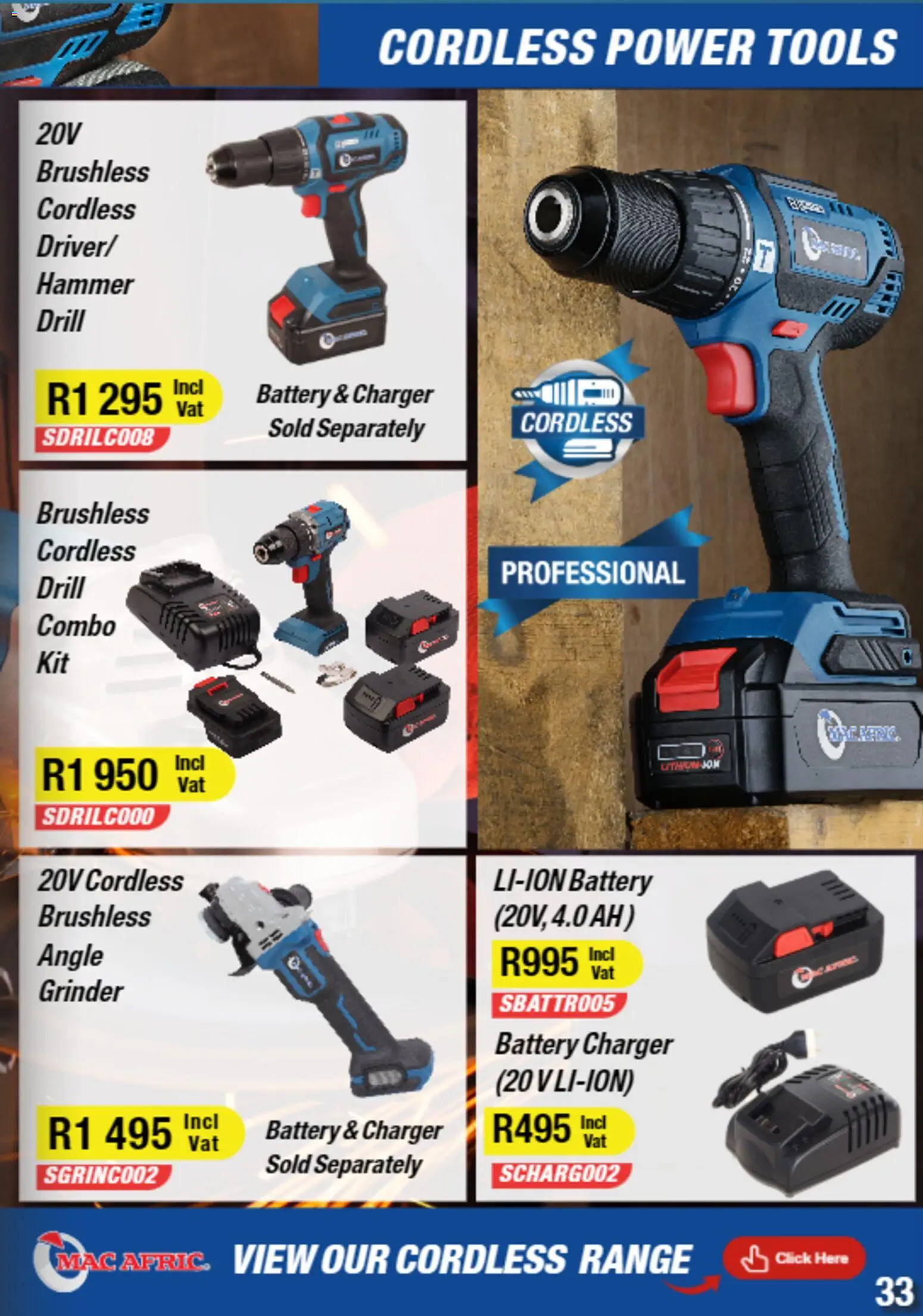 New Adendorff catalogue – valid from 01.01.2026 | Page: 35 | Products: Drill, Battery, Charger, Hammer