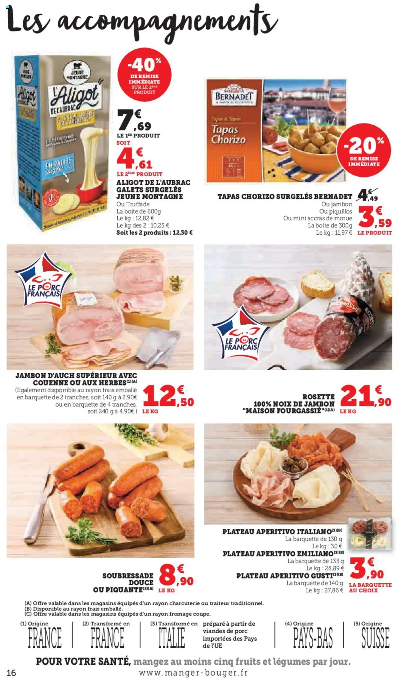 {H1} | Page: 16 | Produits: Chorizo, Plateau, Fromage, Porc
