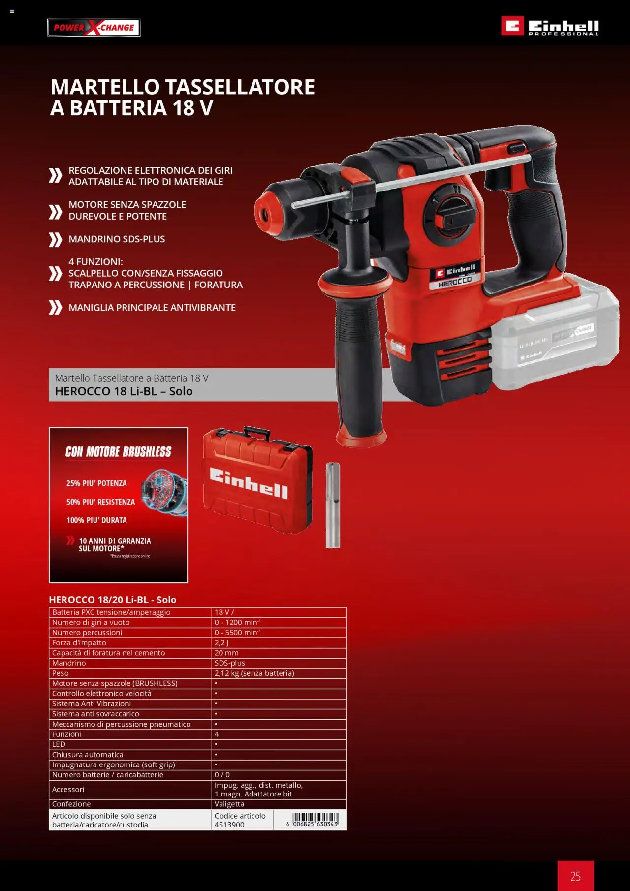 Volantino Einhell del 06.02.2025 | Pagina: 25 | Prodotti: Trapano, Adattatore, Martello, Batteria