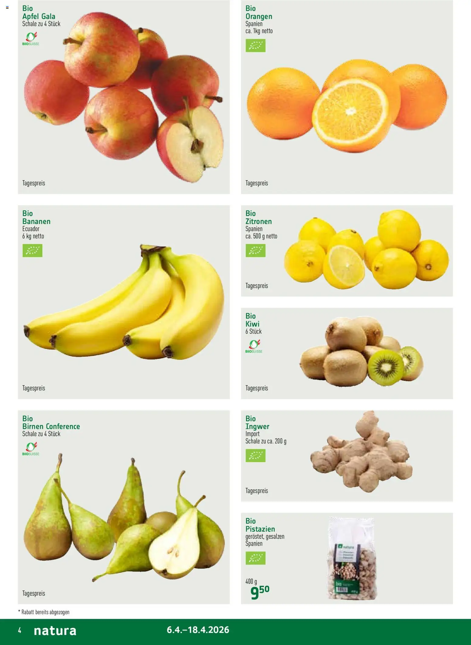 Prodega aktionen Natura – gültig ab 06.04.2026 | Seite: 4 | Produkte: Kammerjunker, Orangen, Bananen, Kiwi