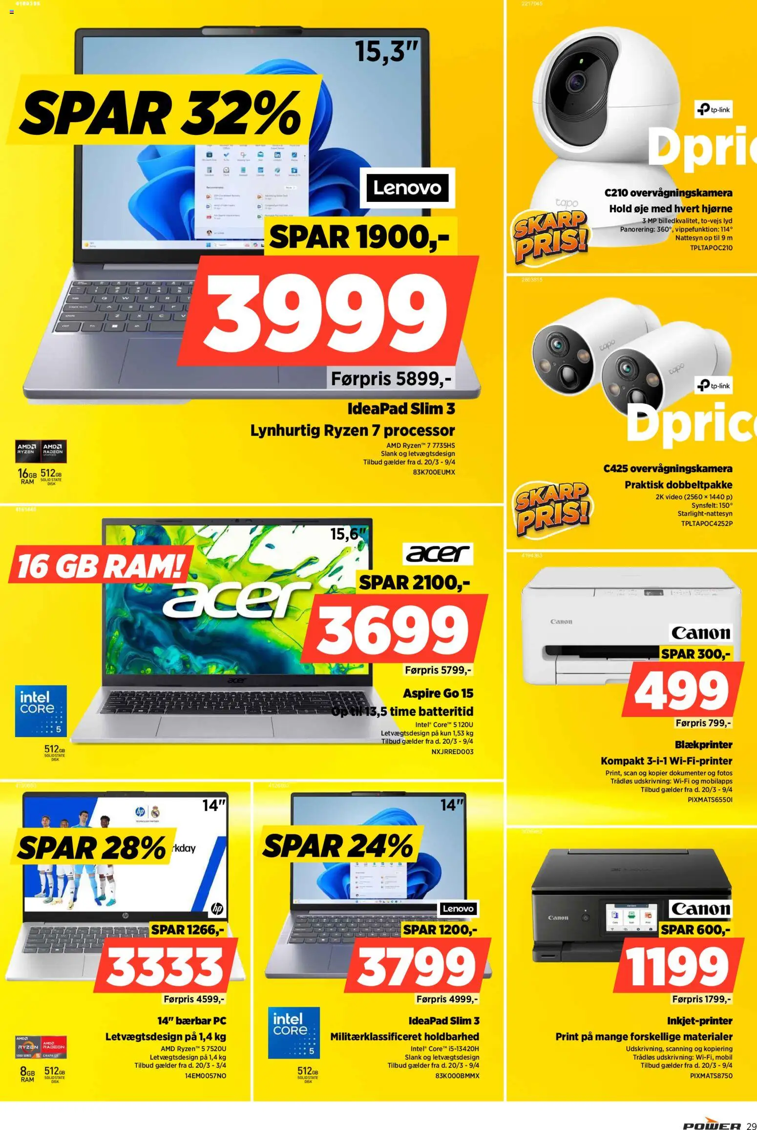 Power tilbudsavis – gyldig fra 01.04.2026 | Side: 29 | Produkter: RAM, Overvågningskamera, PC, Lyd
