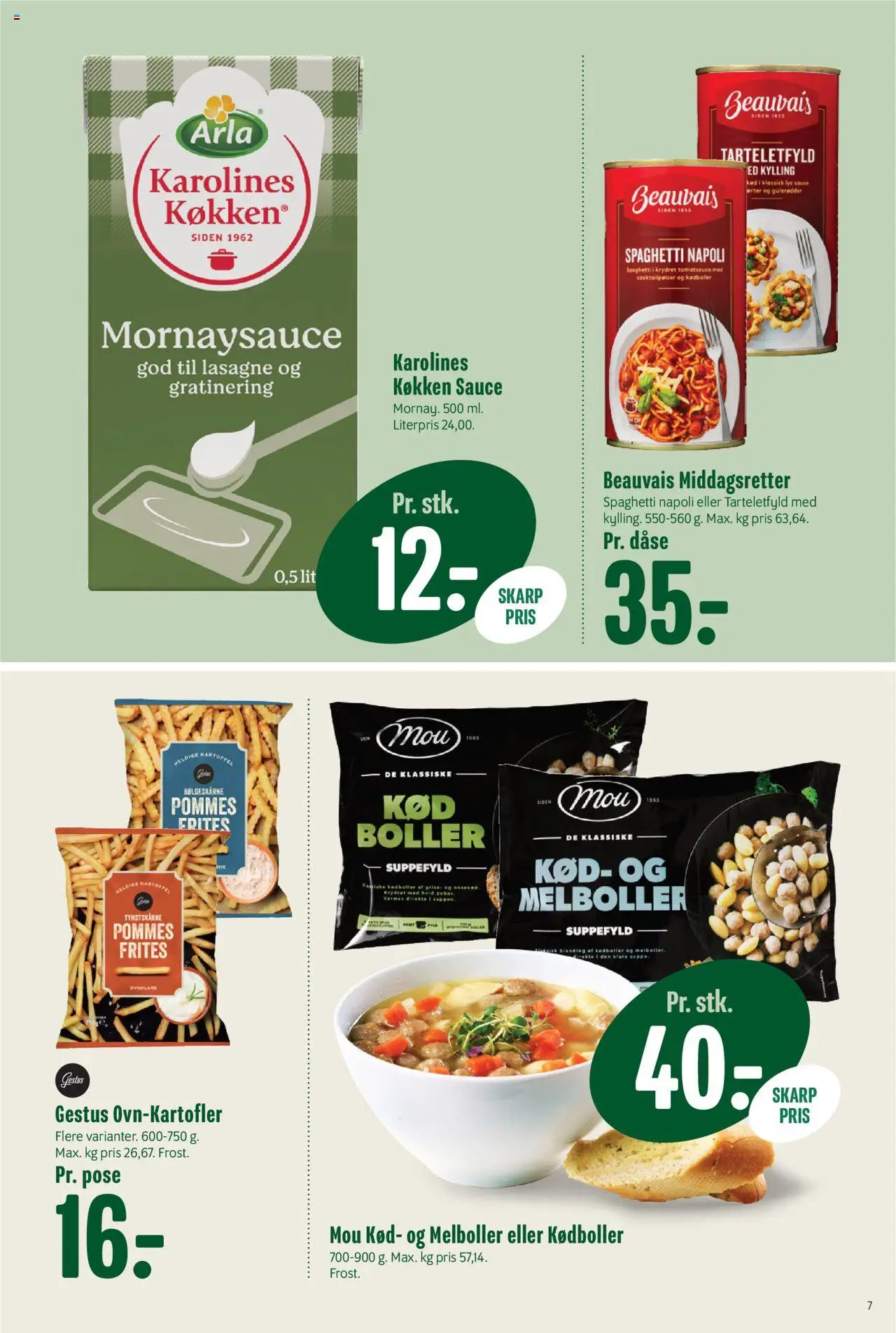 Min Købmand tilbudsavis – gyldig fra 12.09.2025 | Side: 7 | Produkter: Spaghetti, Gulerødder, Cocktailpølser, Mornaysauce