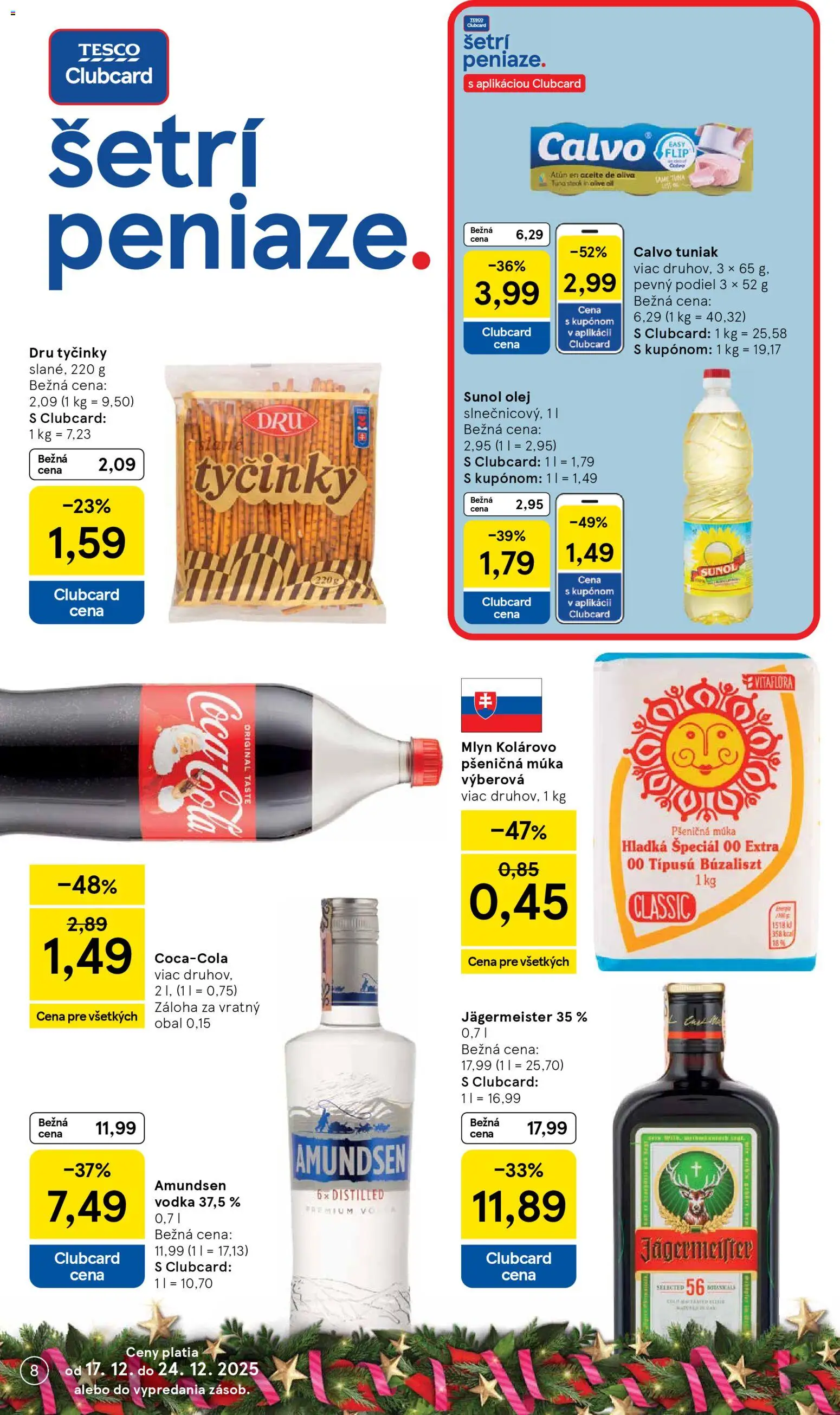 Nové Tesco akcie – leták je platný od 17.12.2025 | Strana: 8 | Produkty: Jägermeister, Pšeničná múka, Múka, Amundsen vodka