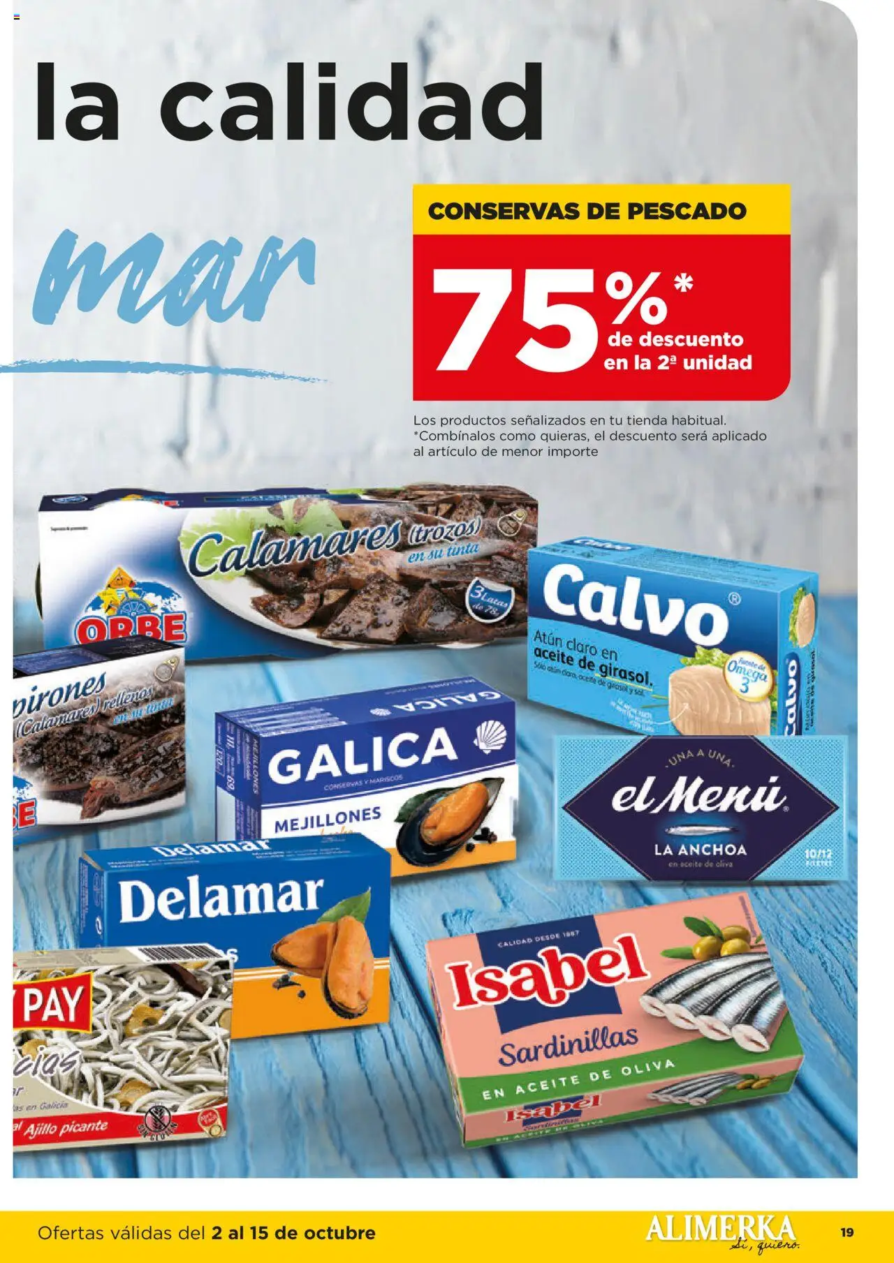 Alimerka folleto Asturias │ válido desde el 02.10.2025 | Página: 19 | Productos: Calamares, Aceite, Pescado, Anchoa