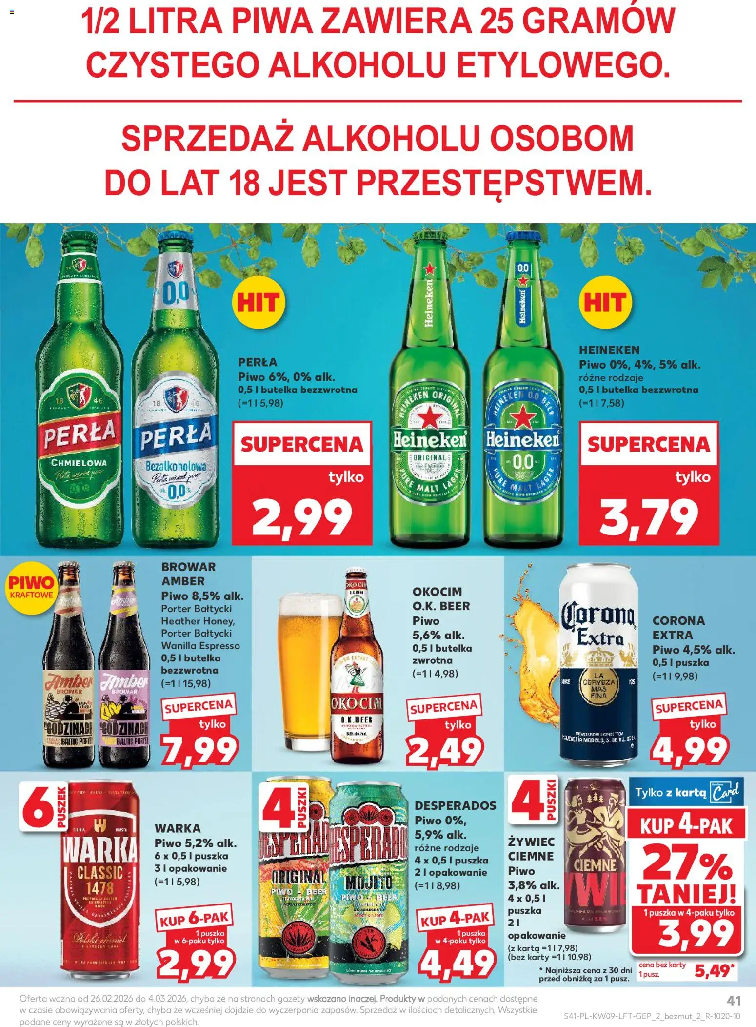 Kaufland Polsko leták od 26.02.2026 | Strana: 41 | Produkty: Heineken, Desperados, Mojito, Karty