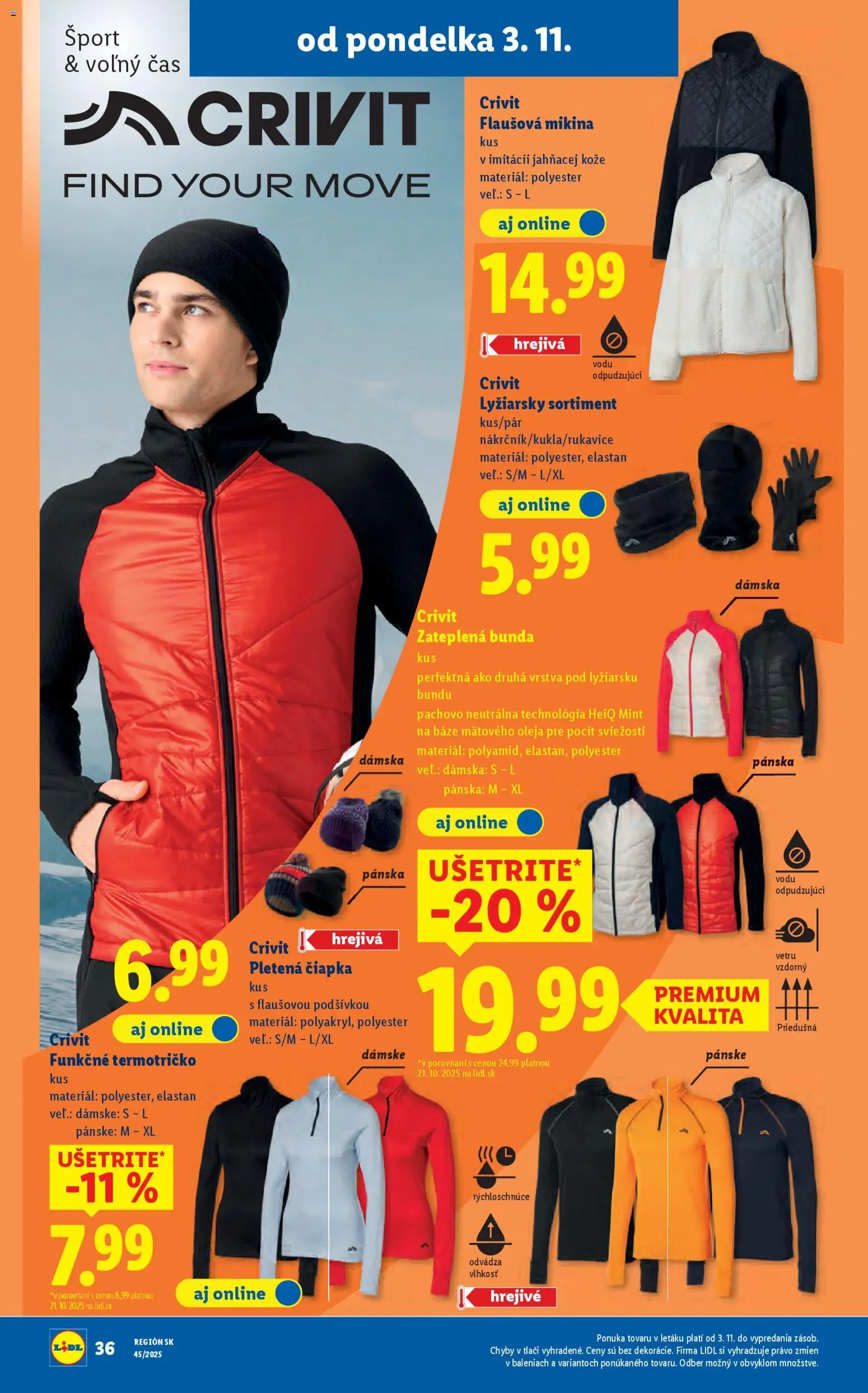 Nové Lidl akcie – leták je platný od 06.11.2025 | Strana: 86 | Produkty: Mikina, Bunda, Čiapka