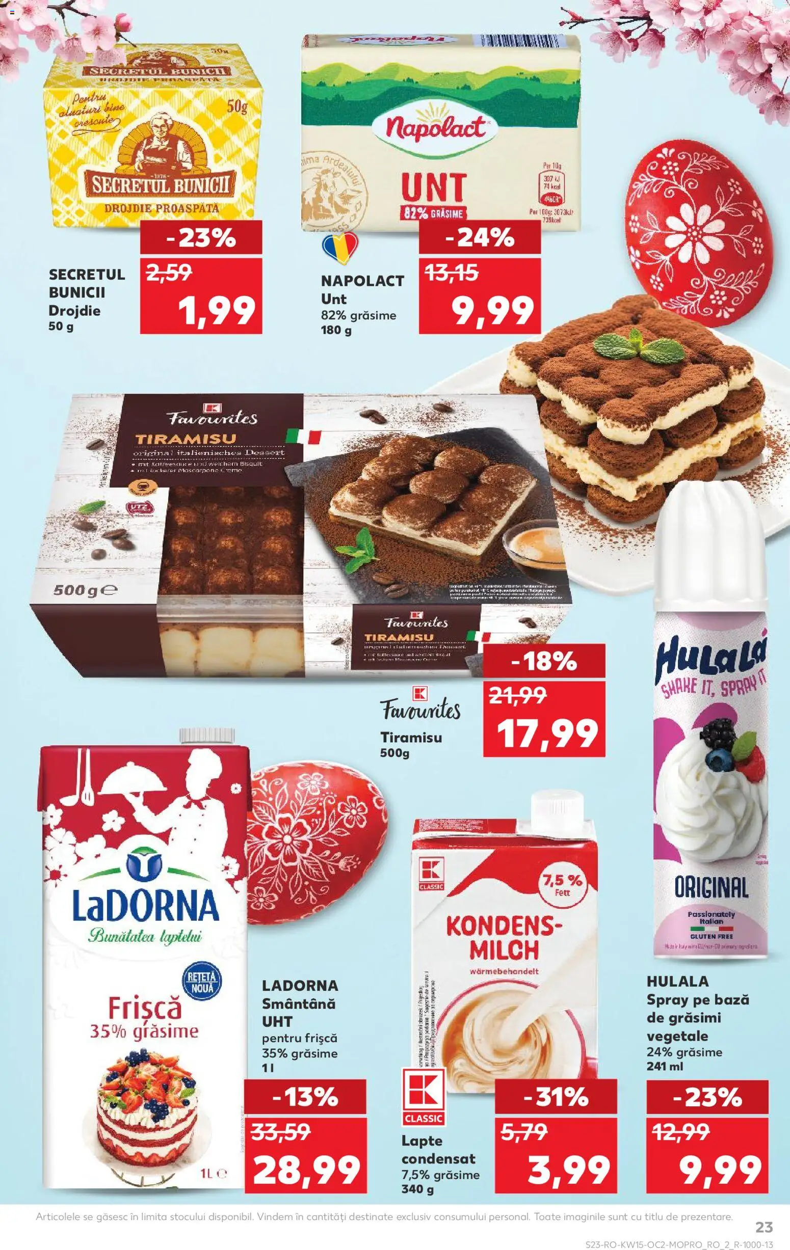 Kaufland RO akciós ujság - amely érvényes a következő dátumtól: 08.04.2026 | Oldal: 23 | Termékek: Tiramisu, Mascarpone