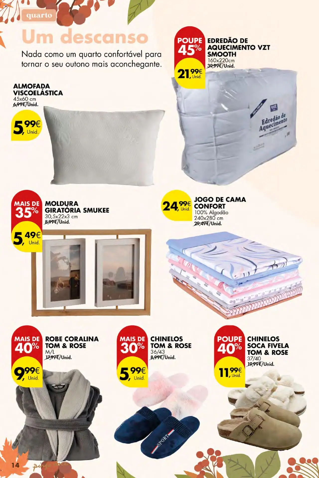 Pingo Doce - De Bazar Outono Açores │ válido de 16.10.2025 | Página: 14 | Produtos: Robe, Jogo de cama, Cama, Almofada