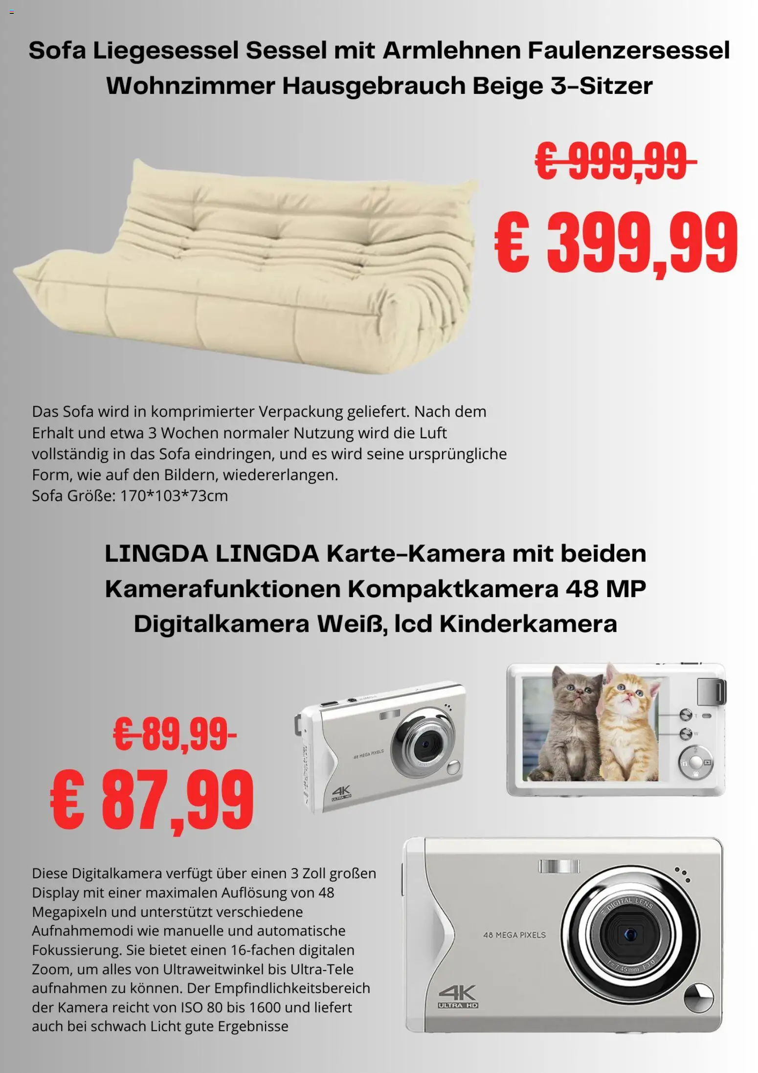 Kaufland Flugblatt gültig ab 02.12.2025 | Seite: 7 | Produkte: Kamera, Sofa, Sessel