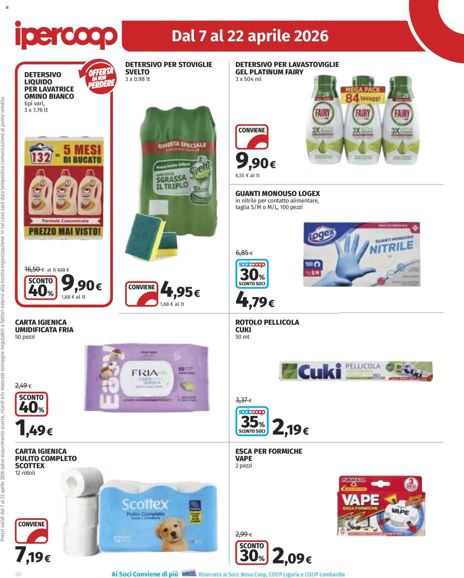 Volantino Ipercoop del 07.04.2026 | Pagina: 26 | Prodotti: Carta igienica, Detersivo per lavastoviglie, Lavastoviglie, Pellicola