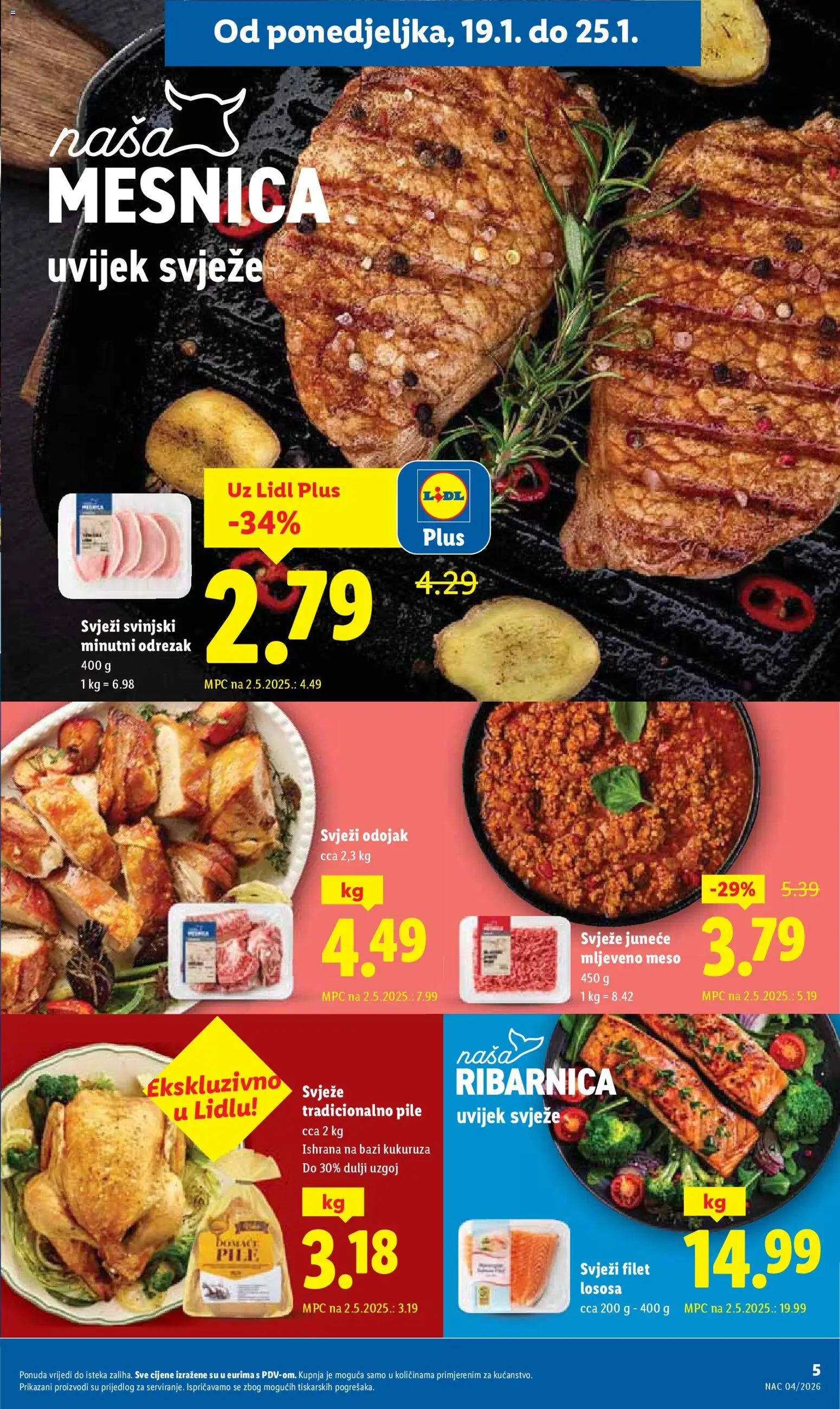 Lidl katalog | vrijedi od 19.01.2026 | Stranica: 5 | Proizvodi: Odojak, Meso, Mljeveno meso