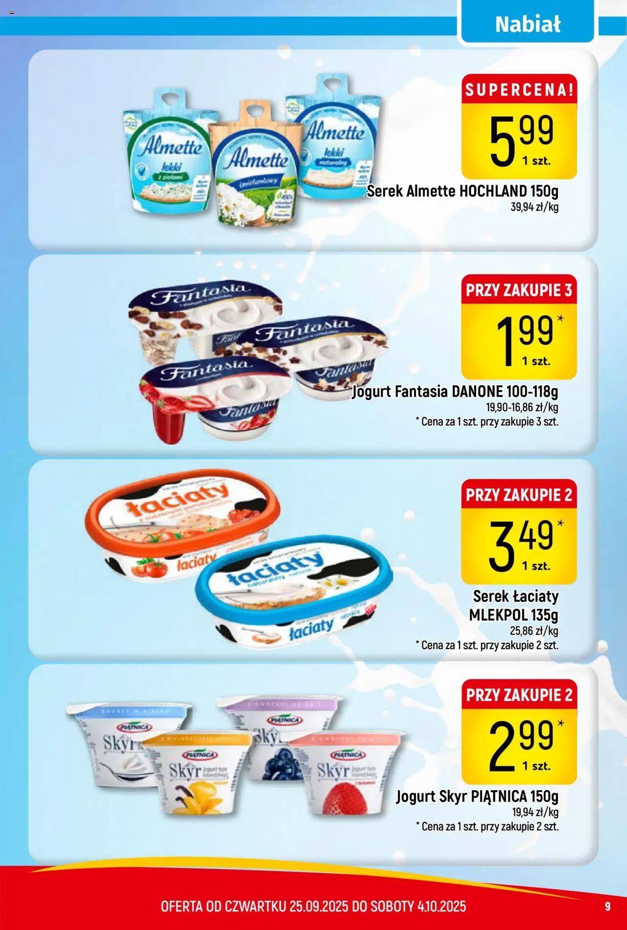 Piotruś Pan Gazetka od 25.09.2025 | Strona: 9 | Produkty: Serek, Skyr piątnica, Jogurt, Skyr