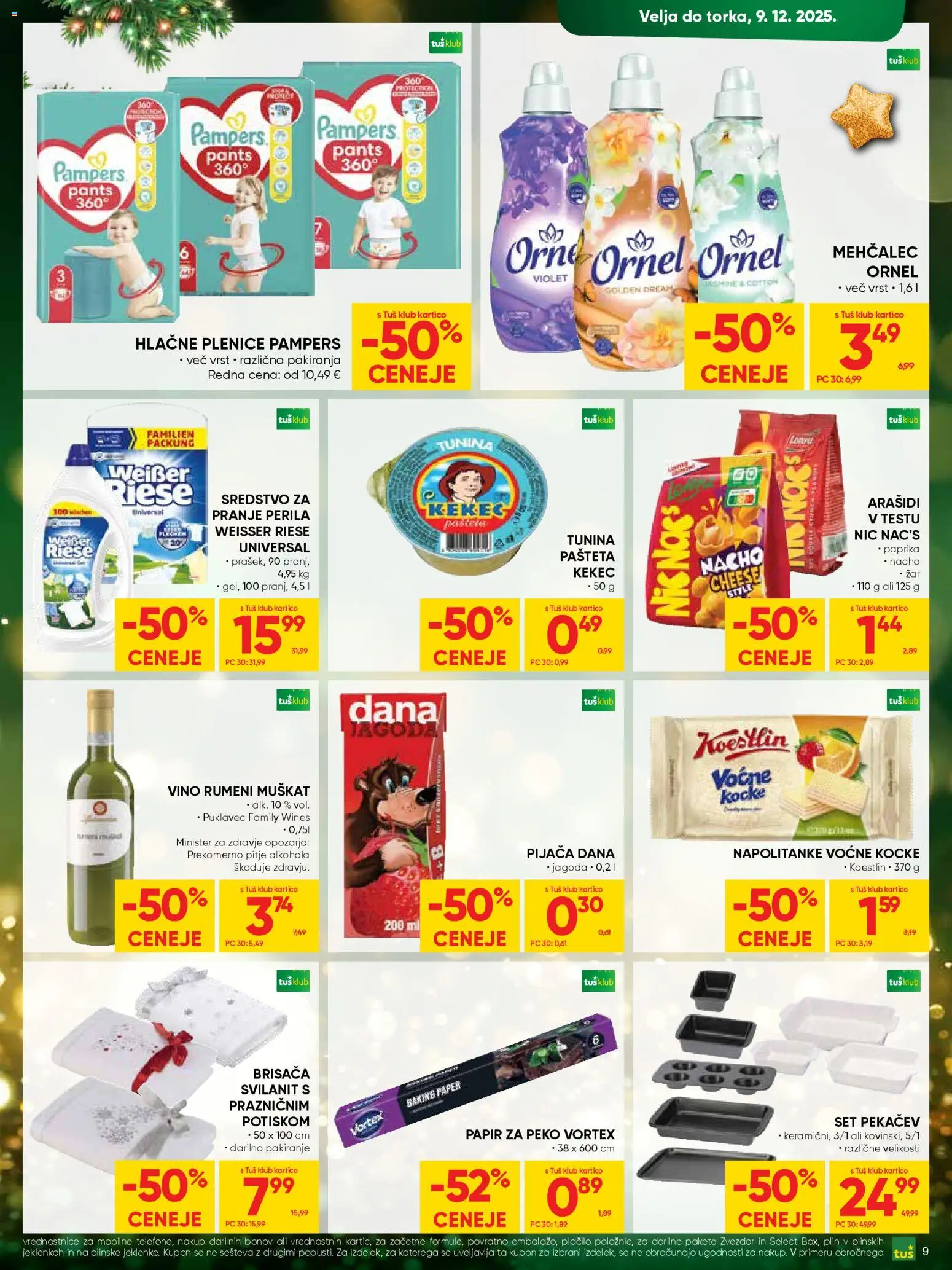 Novi Tuš katalog ponudbe – veljaven od 26.11.2025 | Stran: 9 | Izdelki: Plenice, Mehčalec, Paprika, Pašteta