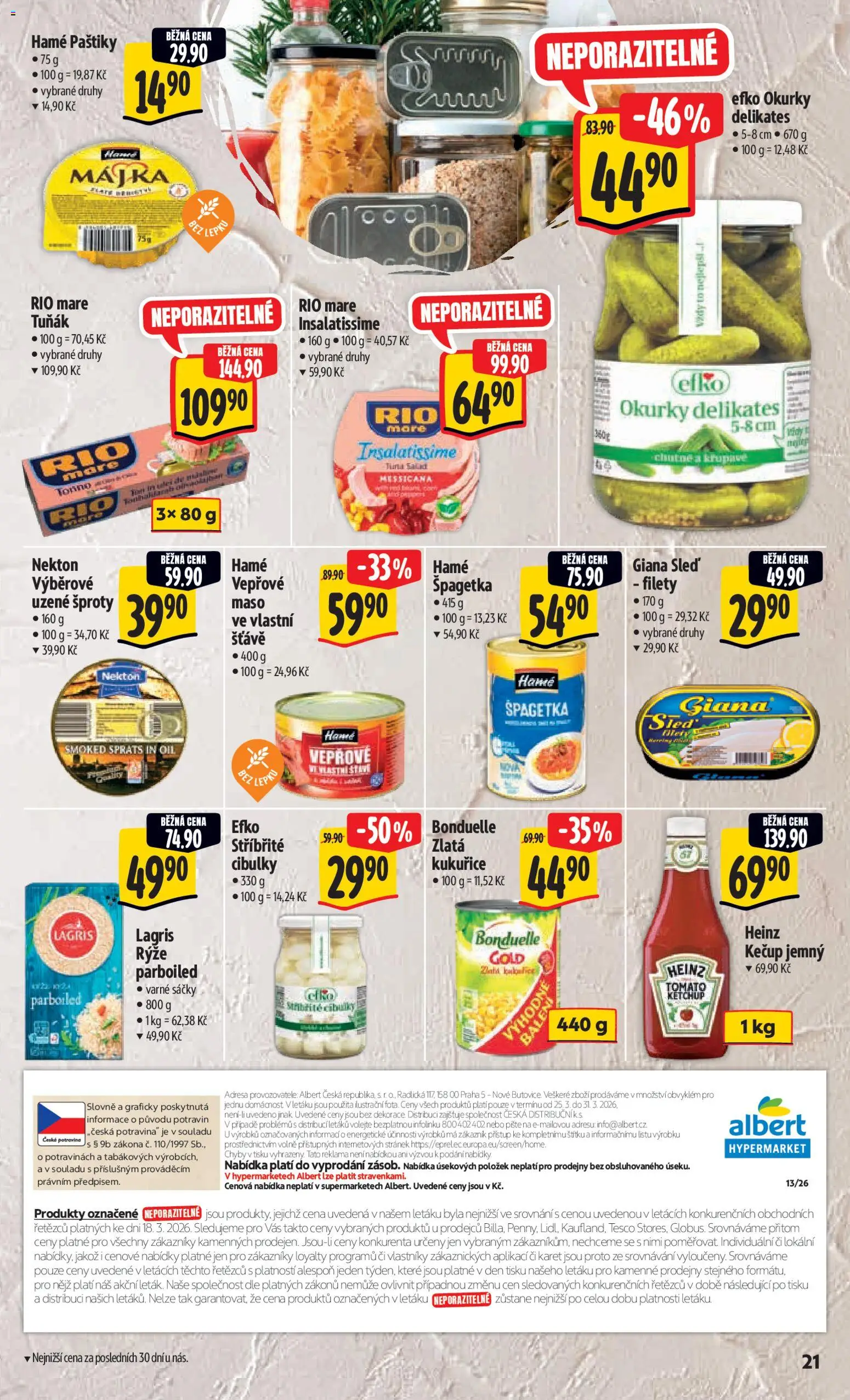Albert leták - Hypermarket od 25.03.2026 | Strana: 29 | Produkty: Rýže, Kečup, Okurky, Rio mare
