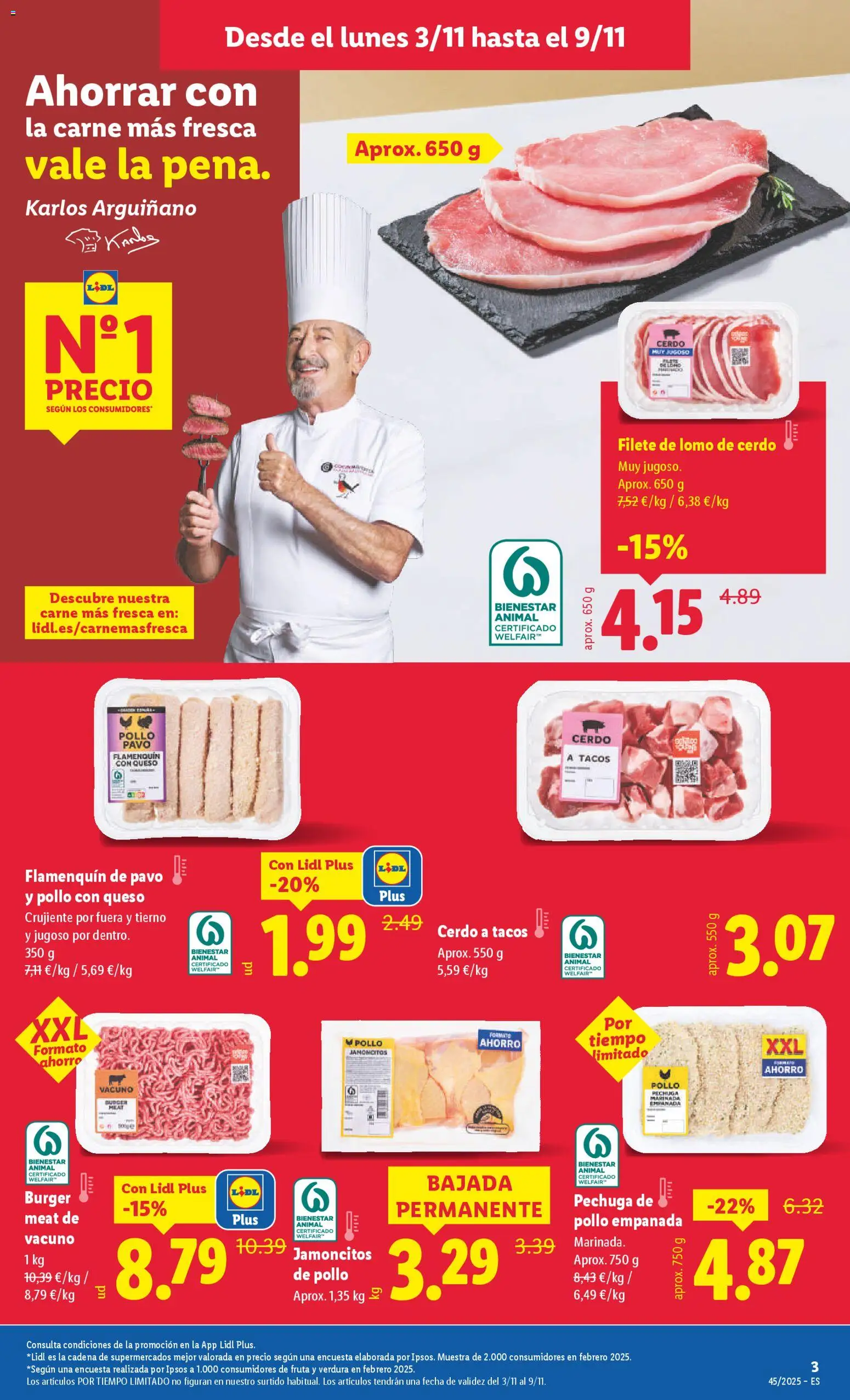 Lidl folleto │ válido desde el 03.11.2025 | Página: 11 | Productos: Queso, Cerdo, Tacos, Pechuga de pollo empanada