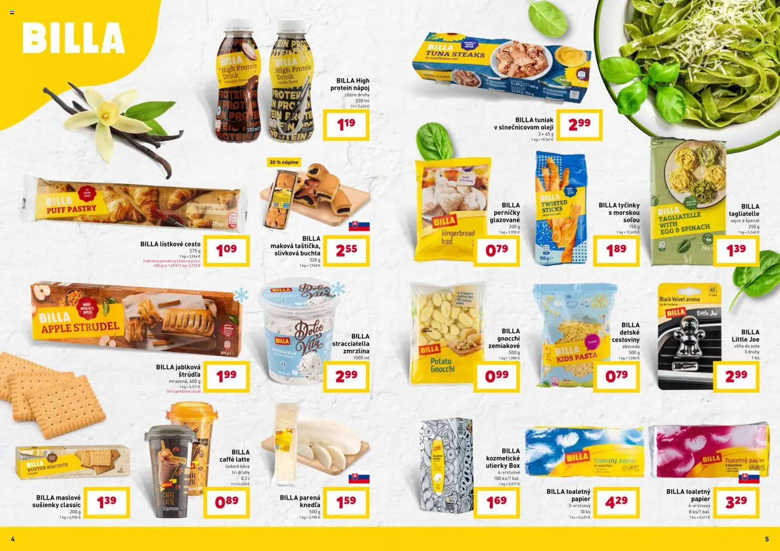 Nové Billa akcie – leták je platný od 28.01.2026 | Strana: 3 | Produkty: Tuniak, Káva, Protein, Apple