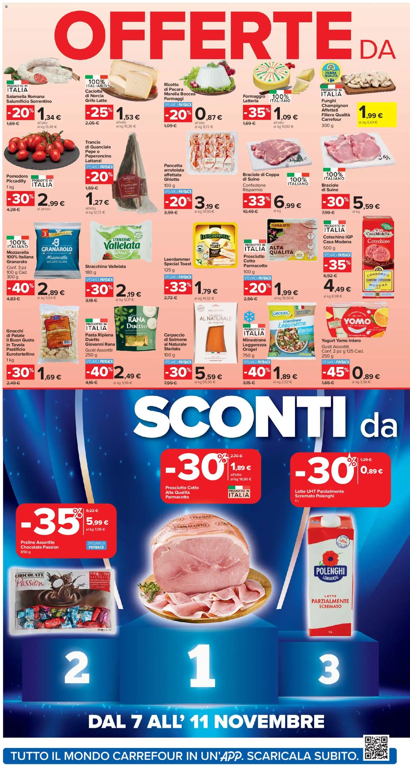 Volantino Carrefour del 04.11.2025 | Pagina: 2 | Prodotti: Minestrone, Mozzarella, Pomodoro, Guanciale