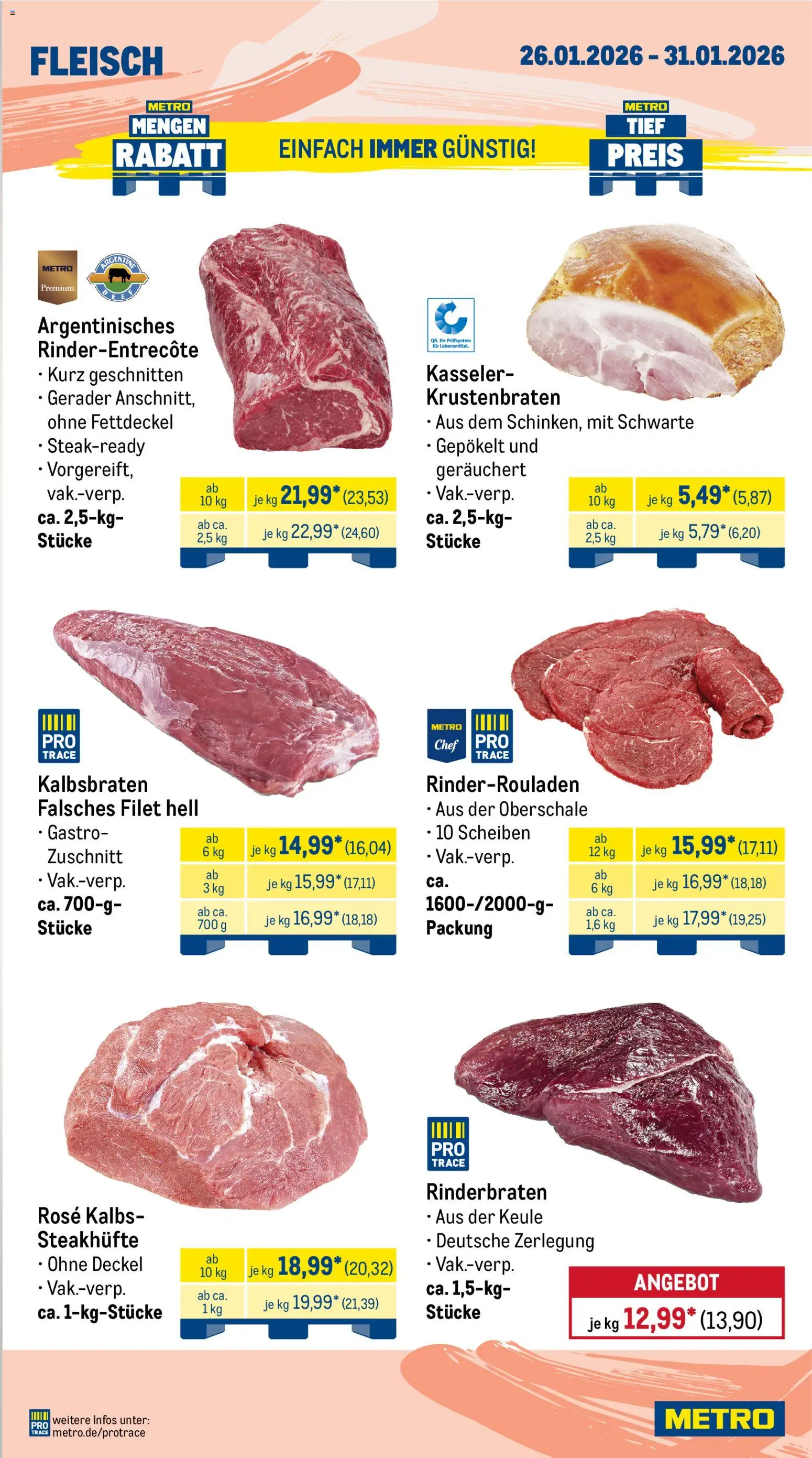 Metro Prospekt 	 – gültig ab 26.01.2026 | Seite: 3 | Produkte: Rinderrouladen, Rinderbraten, Krustenbraten, Fleisch