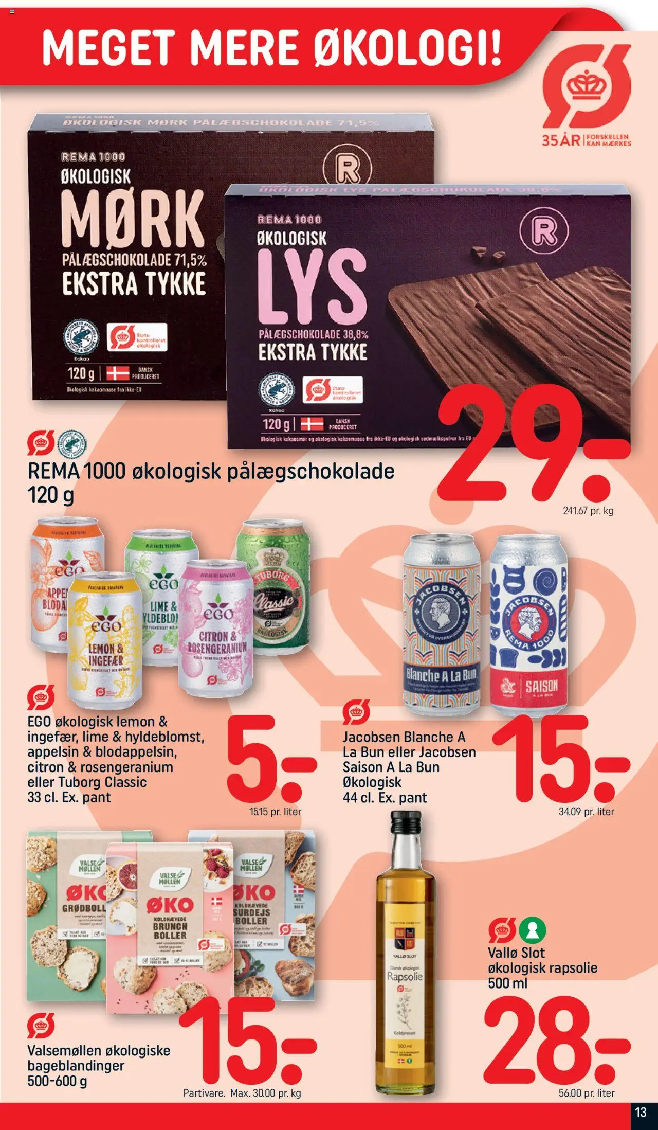 Rema 1000 tilbudsavis – gyldig fra 14.09.2025 | Side: 13 | Produkter: Rapsolie, Lime, Kakao, Pålægschokolade
