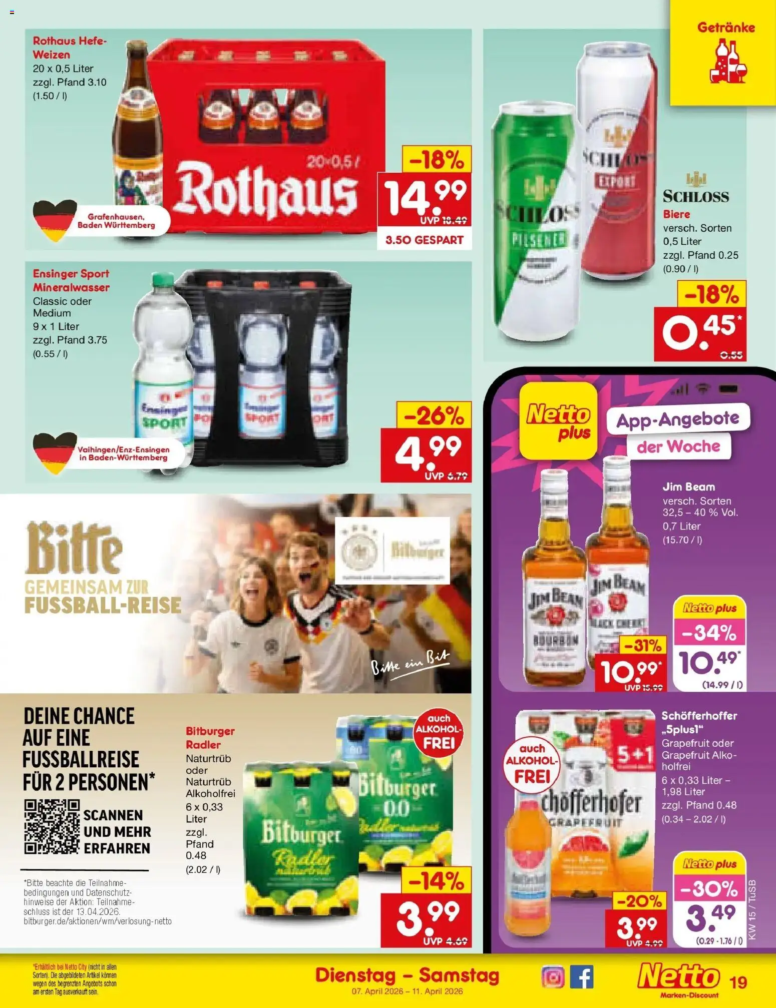 Netto Marken-Discount Prospekt Lahr-Langenwinkel	 – gültig ab 05.04.2026 | Seite: 21 | Produkte: Bitburger, Mineralwasser, Grapefruit, Radler
