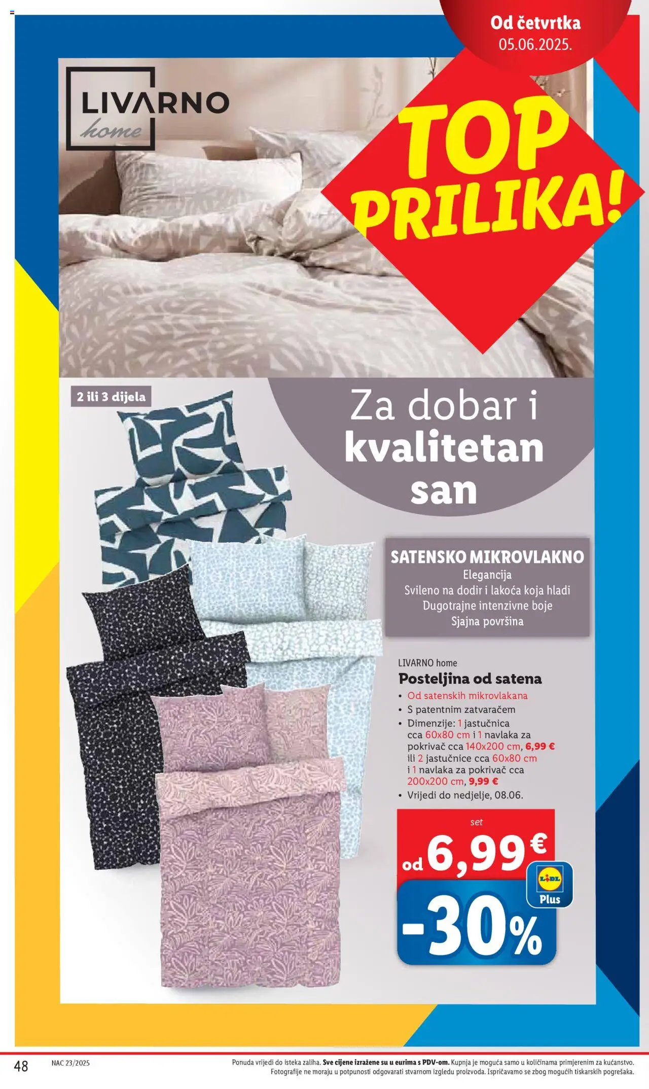 Lidl katalog | vrijedi od 02.06.2025 | Stranica: 48 | Proizvodi: Pokrivač, Jastučnica, Posteljina