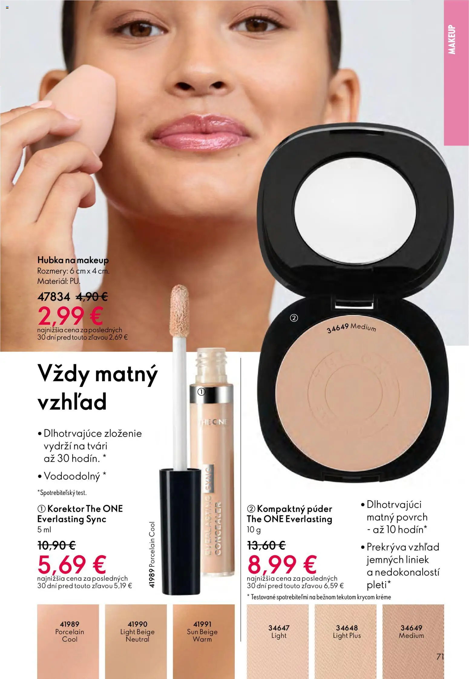 Nové Oriflame akcie – leták je platný od 21.01.2026 | Strana: 71 | Produkty: Korektor, Púder, Hubka