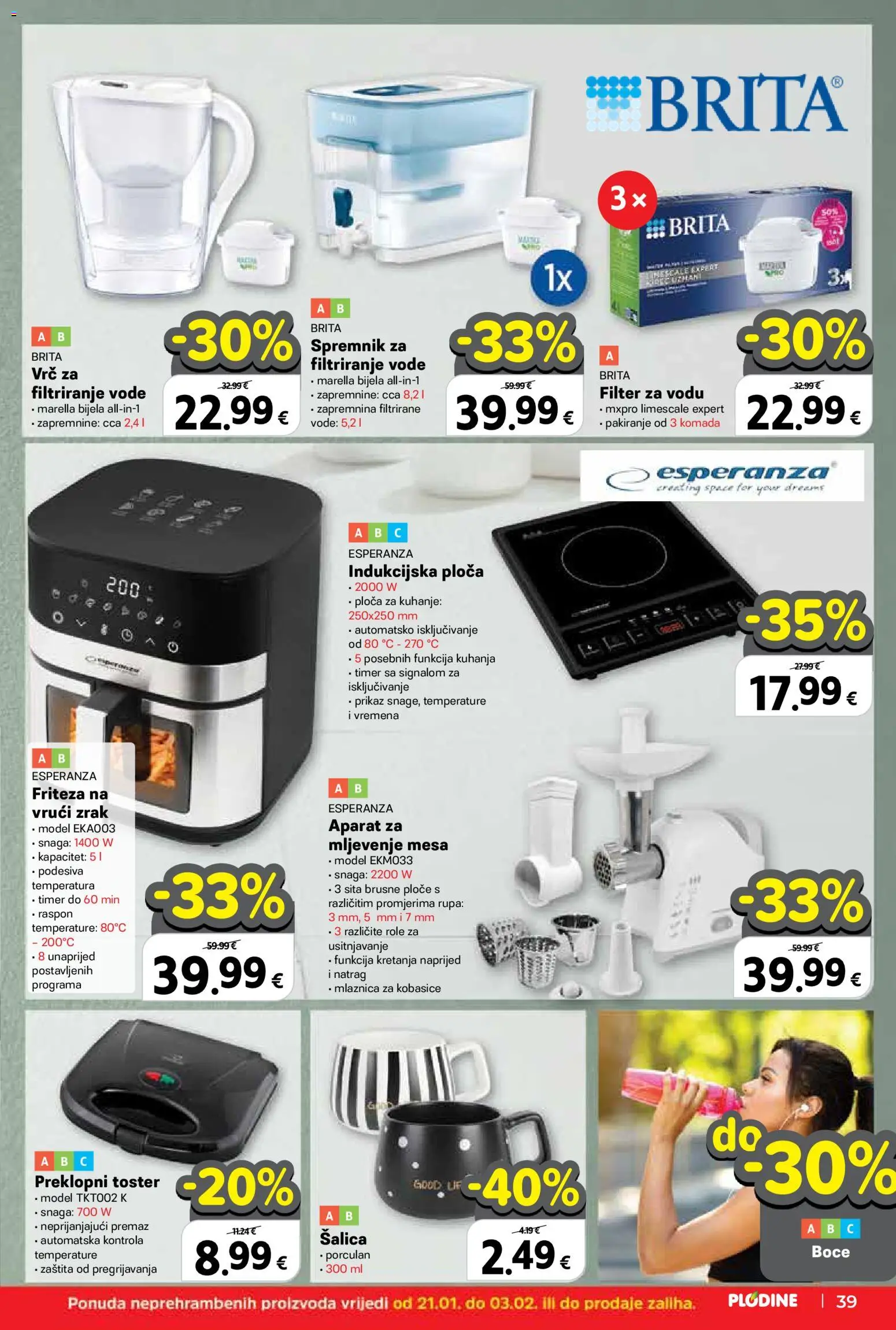 Plodine katalog | vrijedi od 21.01.2026 | Stranica: 39 | Proizvodi: Friteza, Indukcijska ploča, Ploča za kuhanje, Friteza na vrući zrak