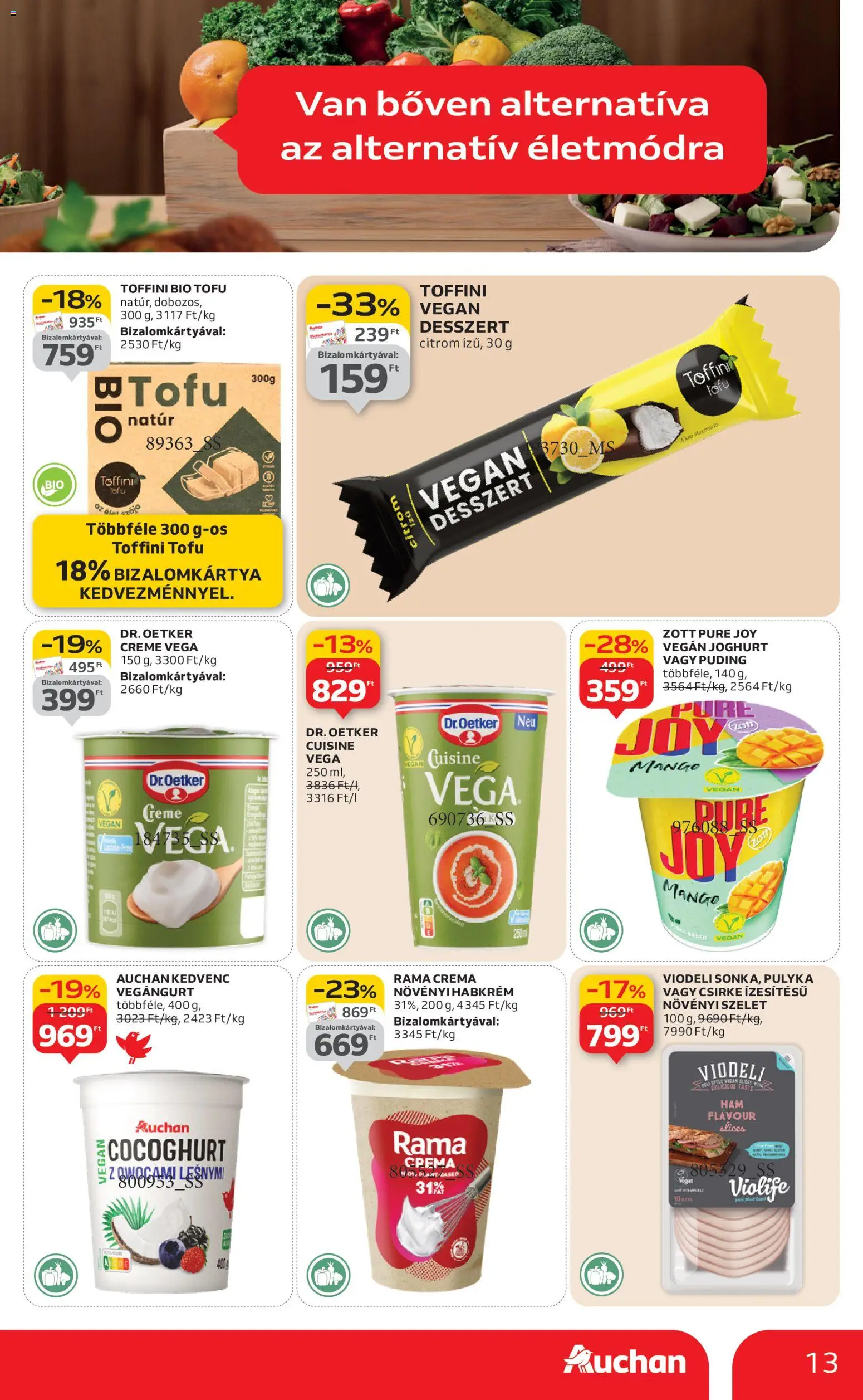 Auchan akciós ujság - amely érvényes a következő dátumtól: 02.01.2026 | Oldal: 13 | Termékek: Rama, Tofu, Vegán, Mangó