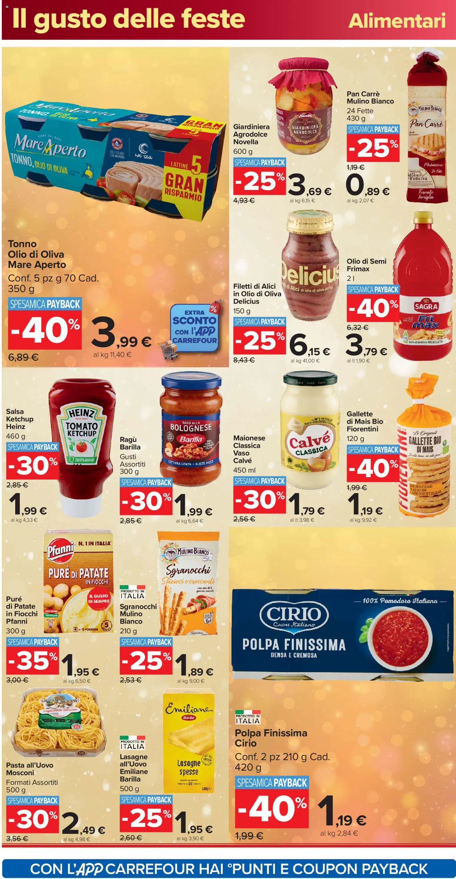 Volantino Carrefour del 16.12.2025 | Pagina: 24 | Prodotti: Tagliatelle, Maionese, Pasta, Vaso