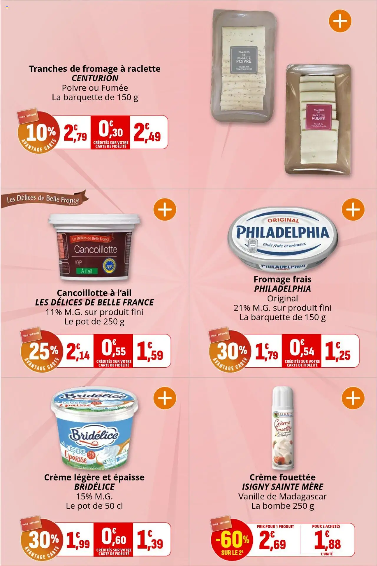 {H1} | Page: 12 | Produits: Fromage à raclette, Poivre, Philadelphia, Fromage frais