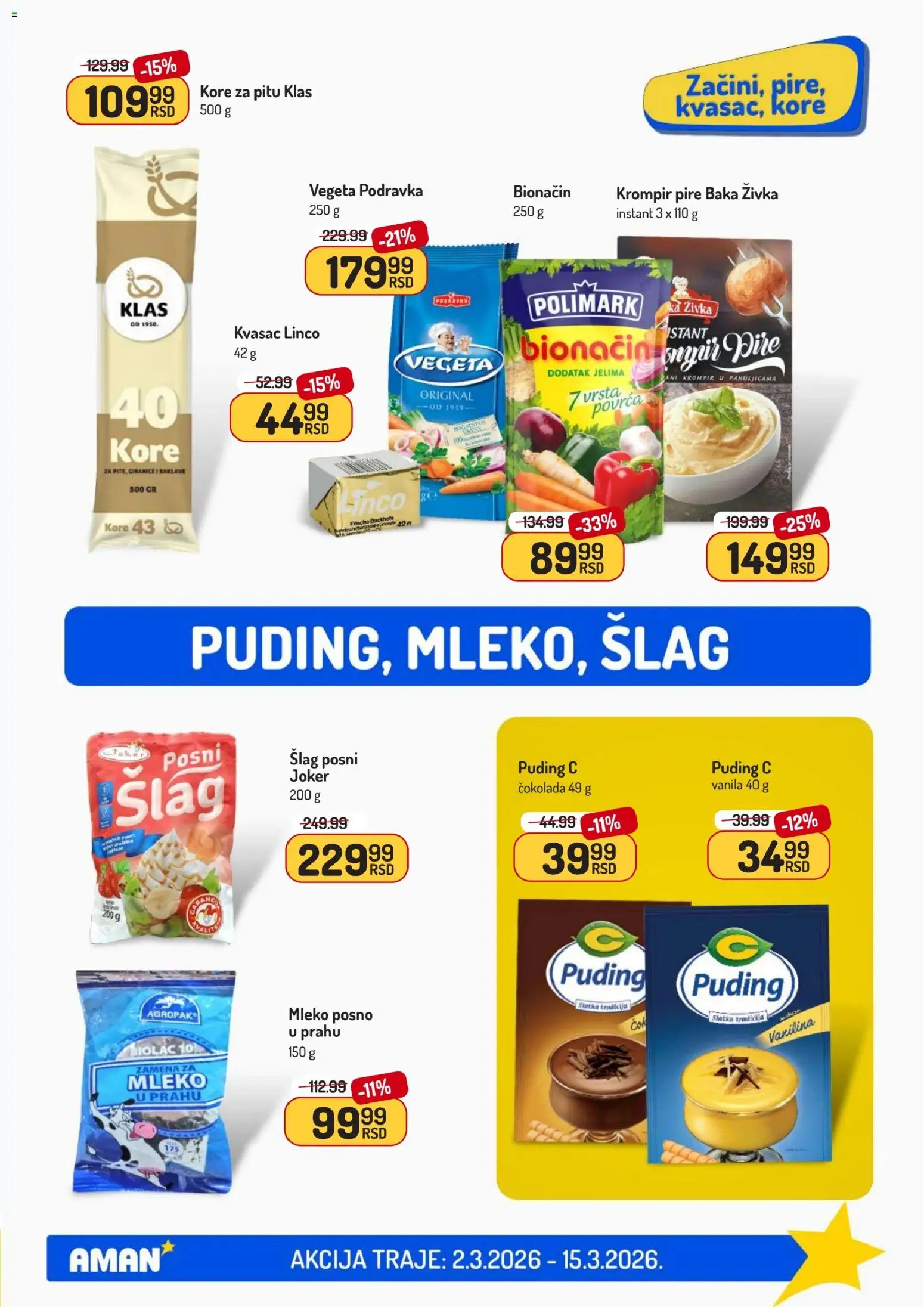 Aman katalog - važi od 02.03.2026 | Strana: 29 | Proizvode: Kvasac, Puding, Podravka, Mleko