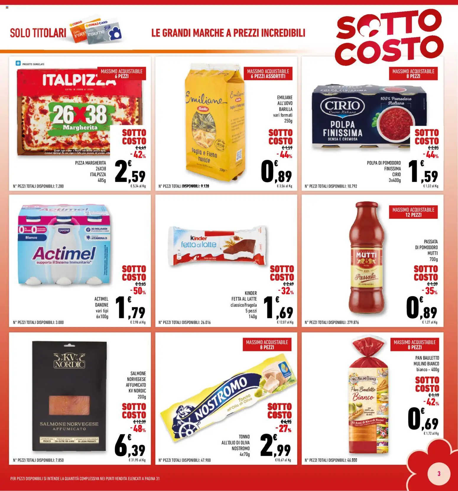 Volantino Conad del 29.01.2026 | Pagina: 3 | Prodotti: Passata di pomodoro, Tonno, Mutti passata, Mutti
