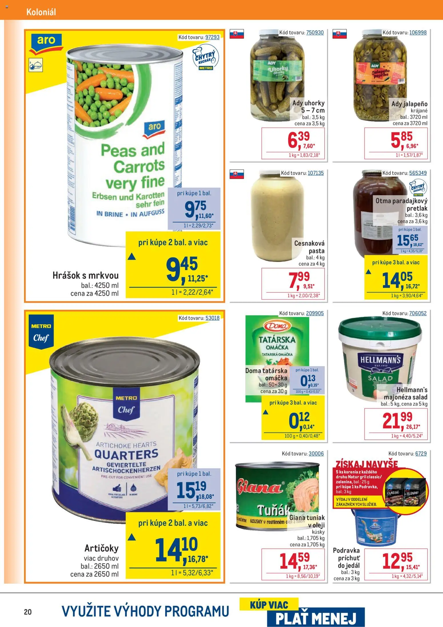 Nové Metro akcie – leták je platný od 25.03.2026 | Strana: 20 | Produkty: Gril, Artičoky, Uhorky