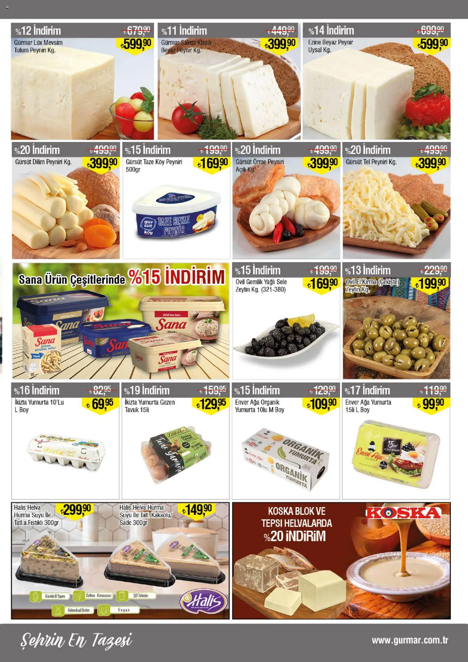 Gürmar Katalog - 15.04.2026 tarihinden itibaren geçerlidir | Sayfa: 3 | Ürünler: Peynir, Tepsi, Zeytin, Hurma