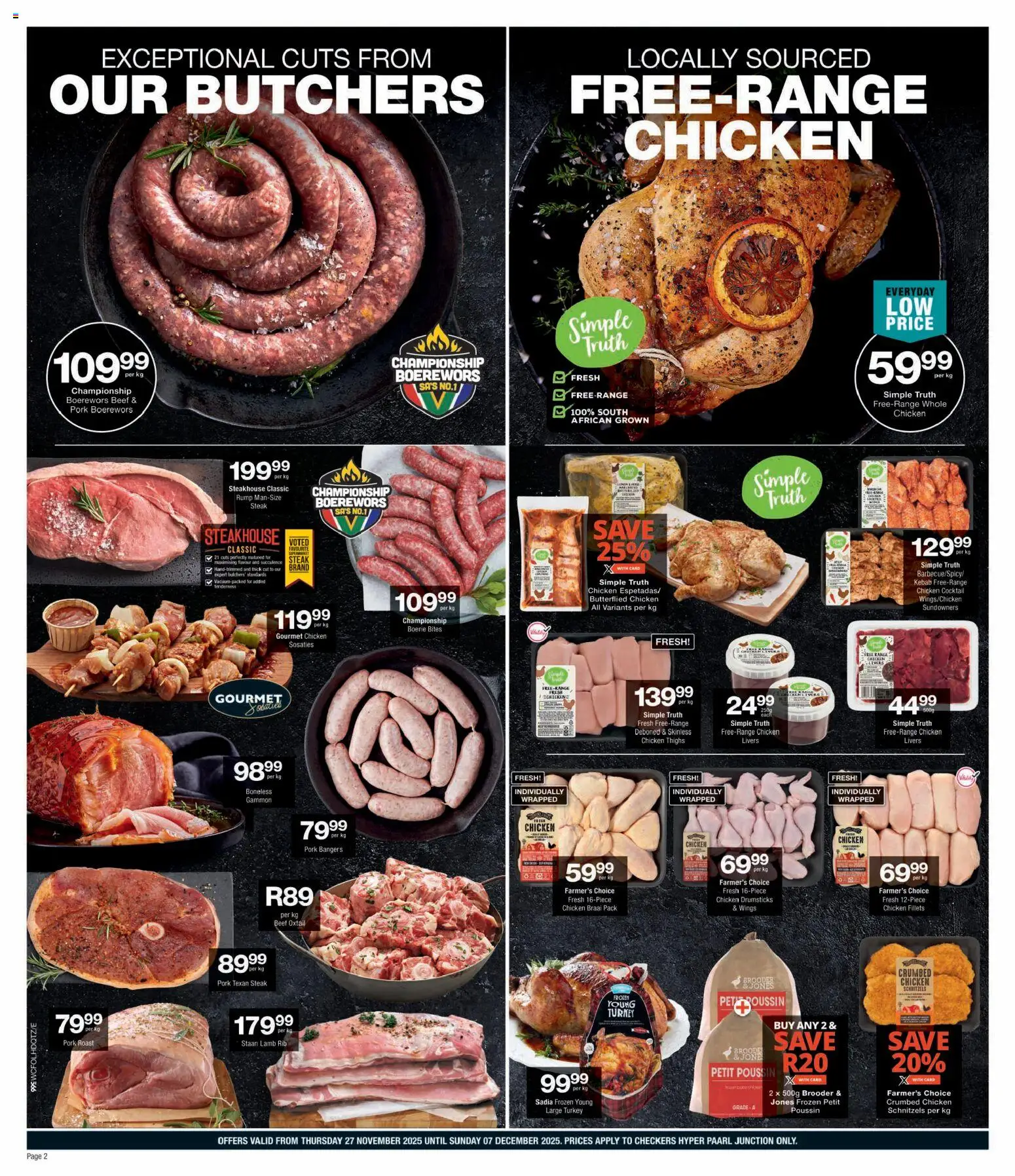 New Checkers catalogue – valid from 27.11.2025 | Page: 2 | Products: Boerewors, Chicken, Pork, Beef