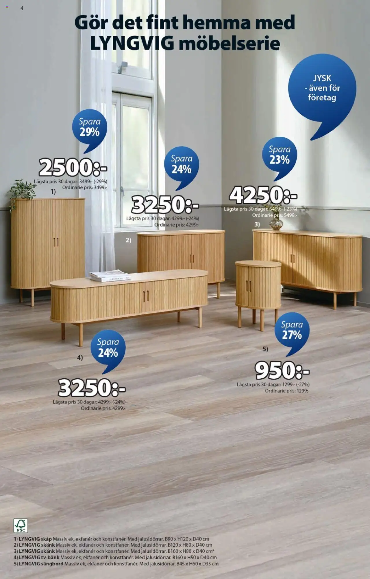 JYSK reklamblad aktuell från 06.10.2025 | Sida: 4 | Produkter: Skåp, Skänk