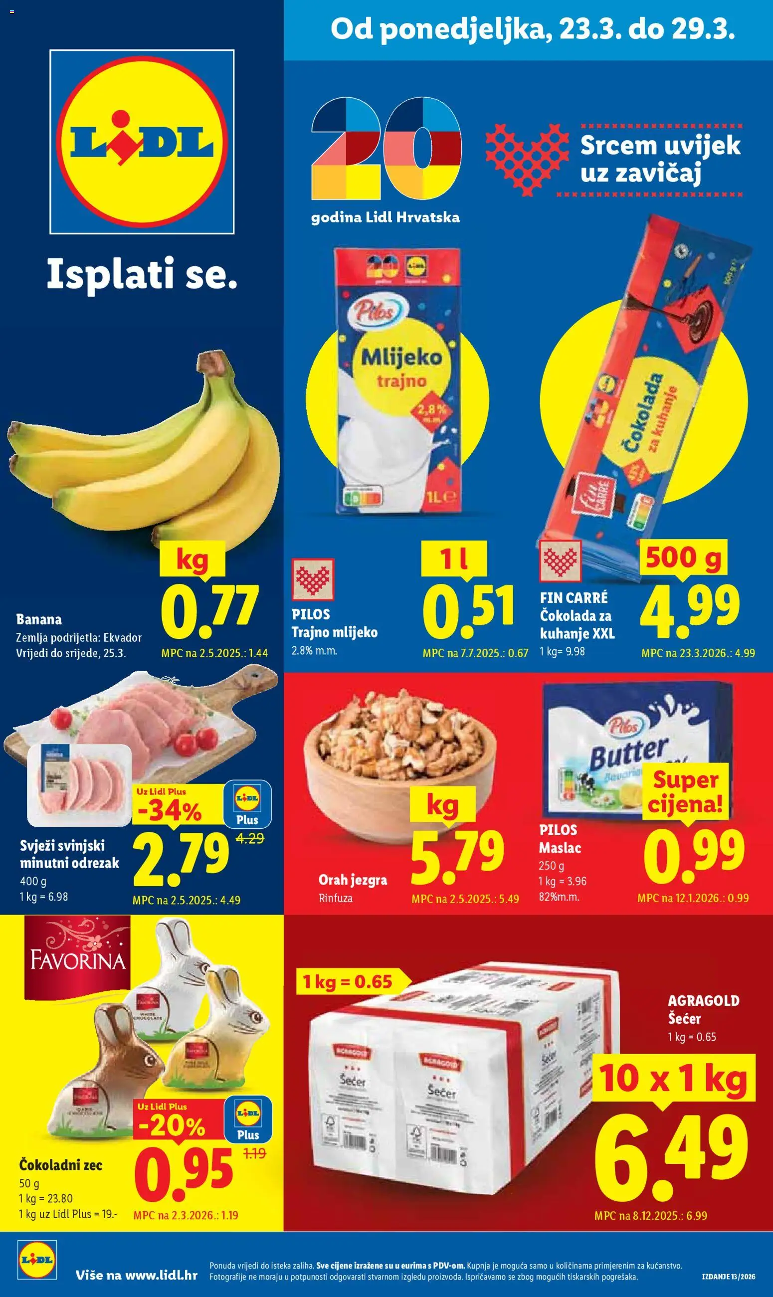 Lidl katalog | vrijedi od 23.03.2026 | Stranica: 1 | Proizvodi: Mlijeko, Maslac, Čokolada, Trajno mlijeko
