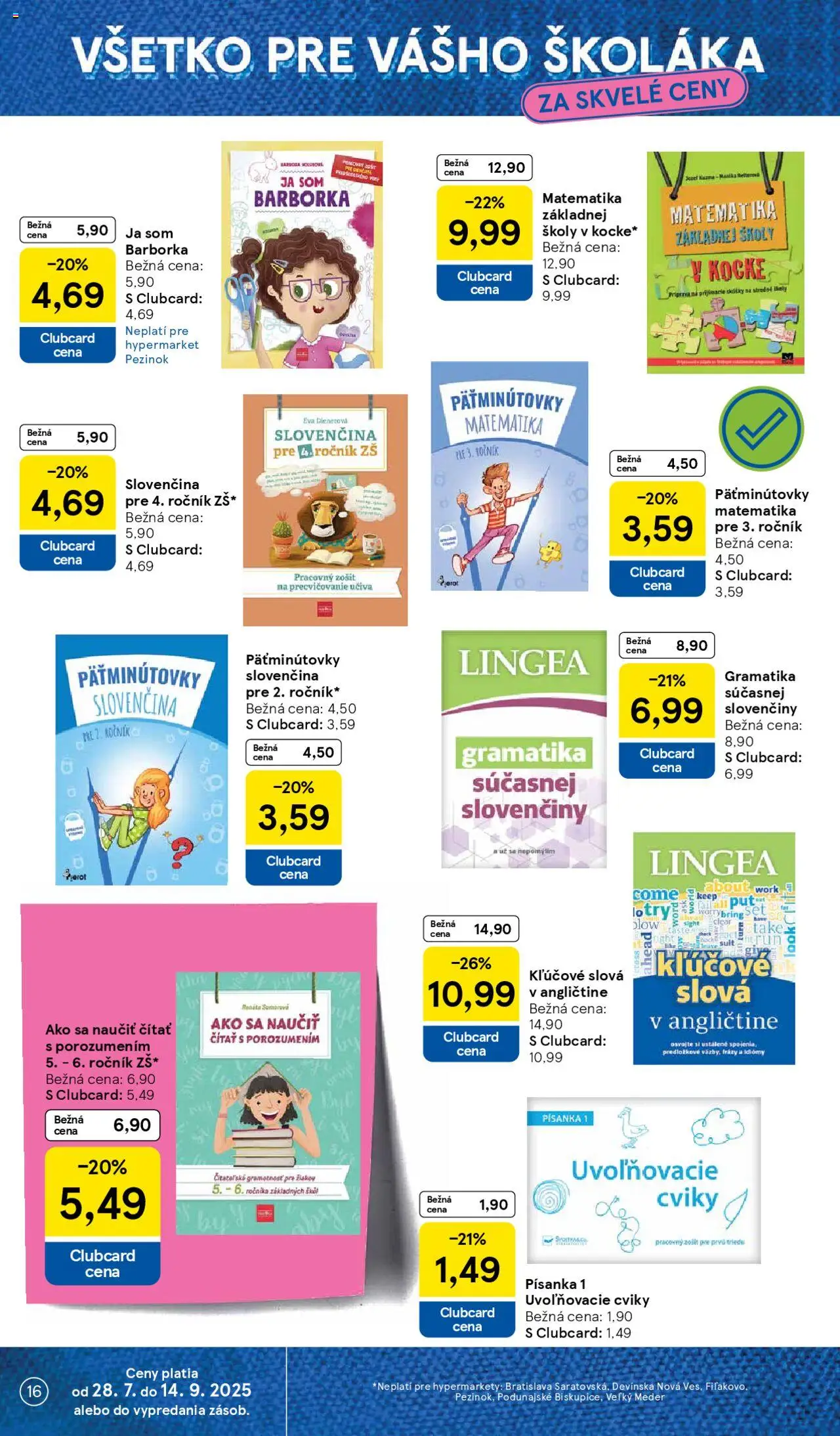 Tesco všetko pre vášho školáka │ platný od 11.08.2025 | Strana: 16 | Produkty: Zošit