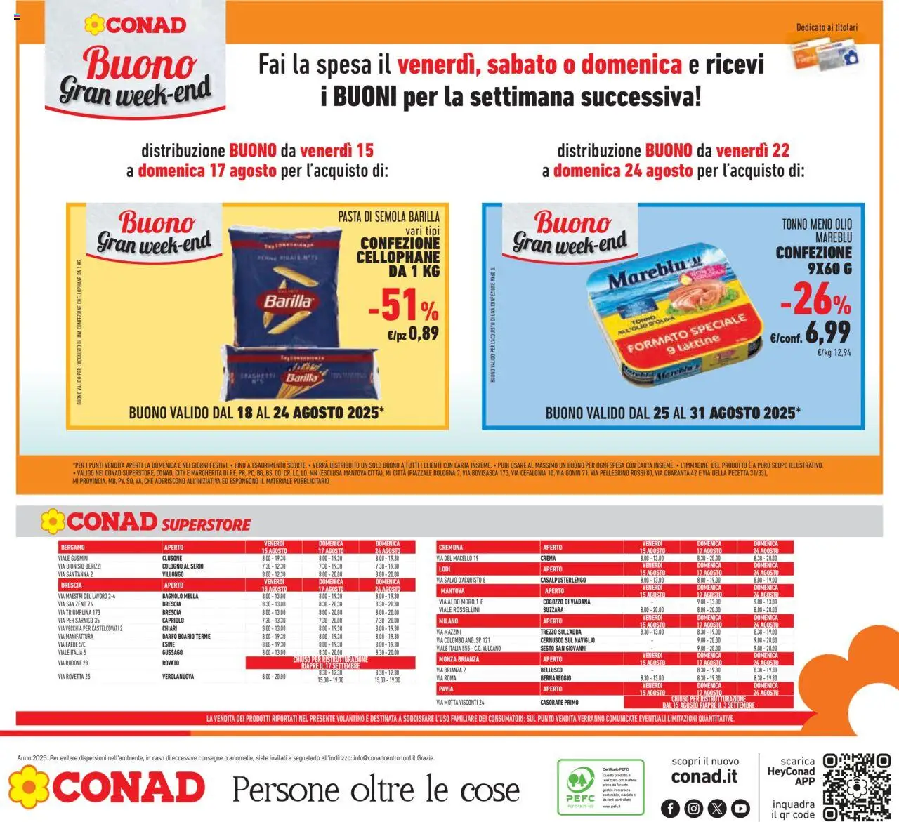 Volantino Conad del 13.08.2025 | Pagina: 42 | Prodotti: Crema, Olio, Pasta, Tonno