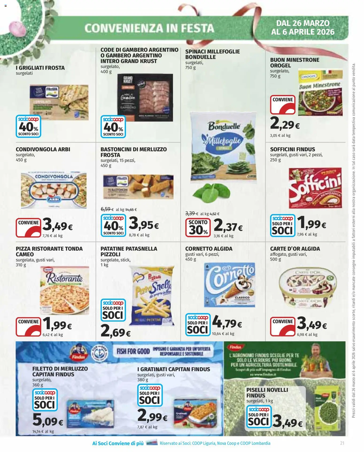 Volantino COOP del 26.03.2026 | Pagina: 21 | Prodotti: Pizza, Cornetto, Merluzzo, Verdure