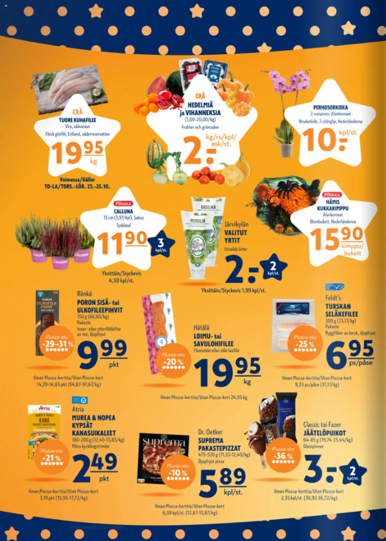 K-Supermarket tarjoukset – voimassa 23.10.2025 alkaen | Sivu: 2 | Tuotteet: Kana, Basilika, Pizza, Pihvi