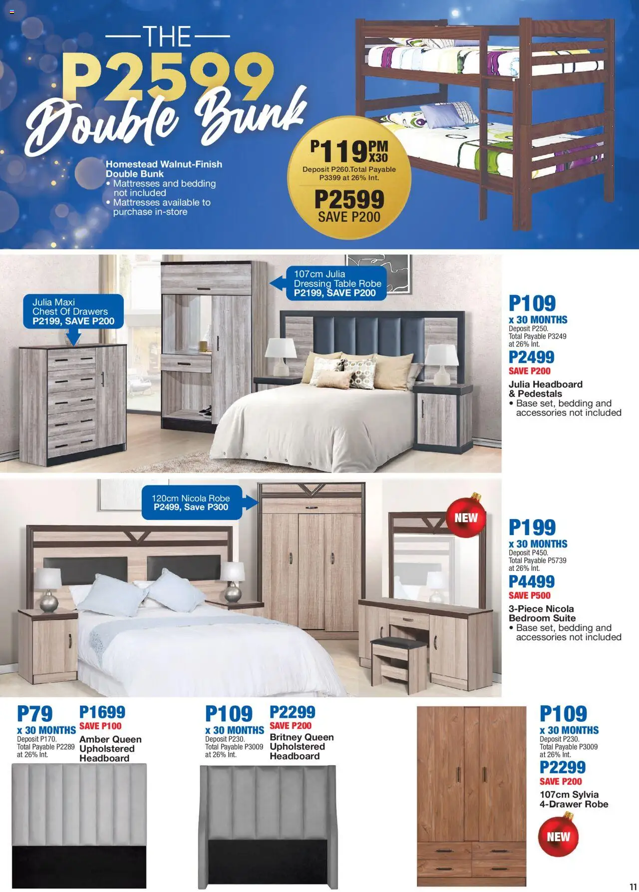 New OK Furniture catalogue – valid from 20.10.2025 | Page: 11 | Products: Headboard, Chest of drawers, Table, Dressing