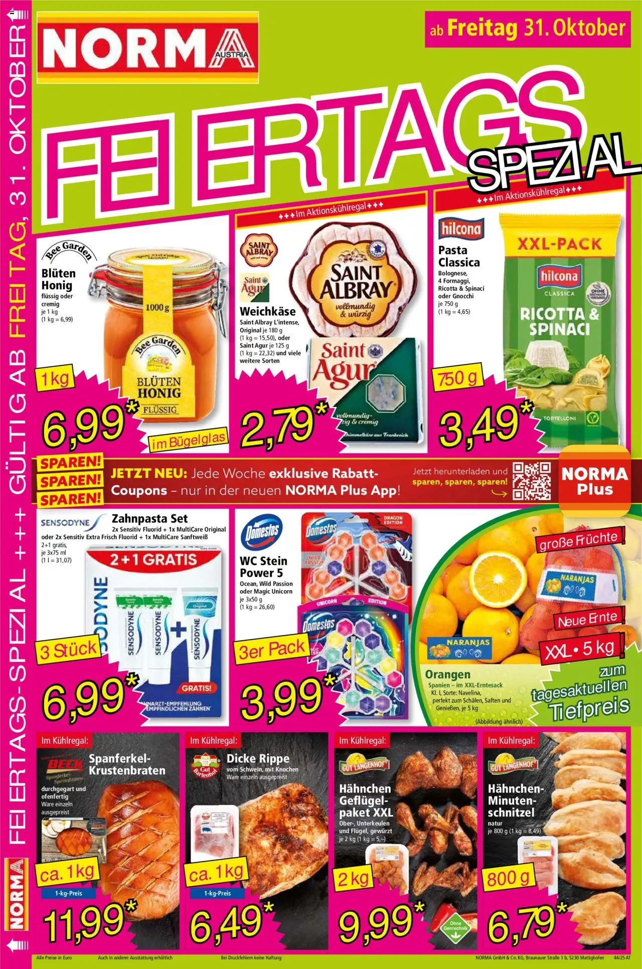 Norma Flugblatt gültig ab 27.10.2025 | Seite: 17 | Produkte: Pasta, WC Stein, Orangen, Zahnpasta