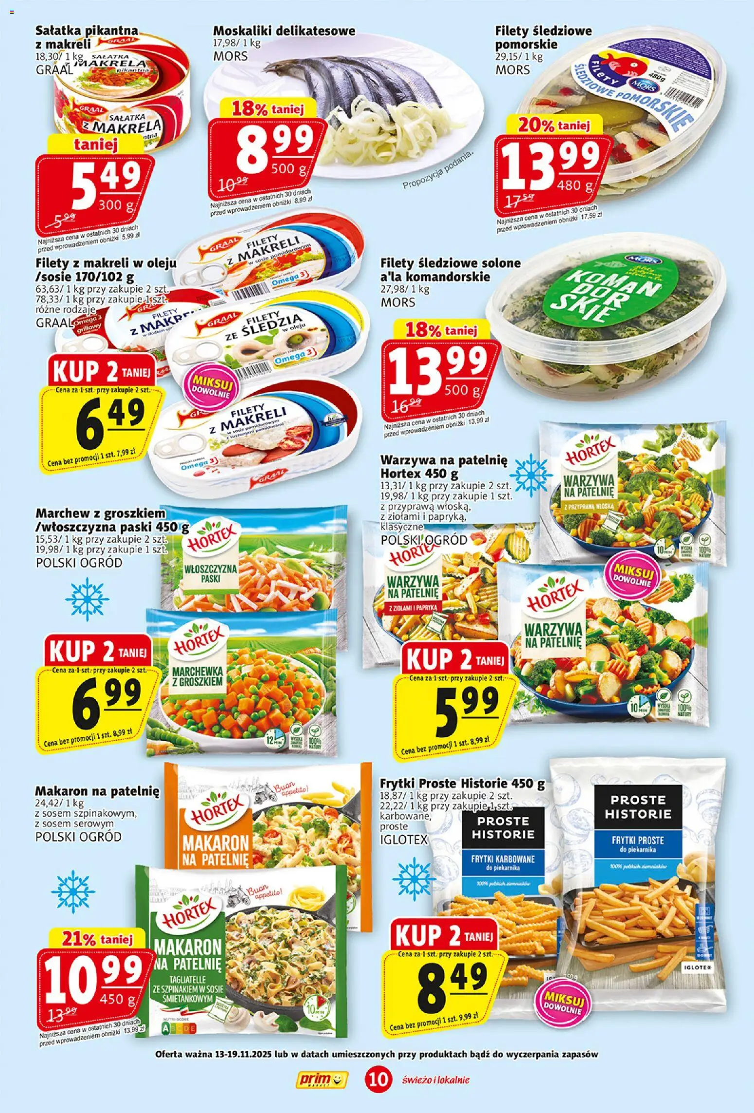 Prim Market Gazetka od 13.11.2025 | Strona: 10 | Produkty: Papryka, Frytki karbowane, Tagliatelle, Marchewka z groszkiem