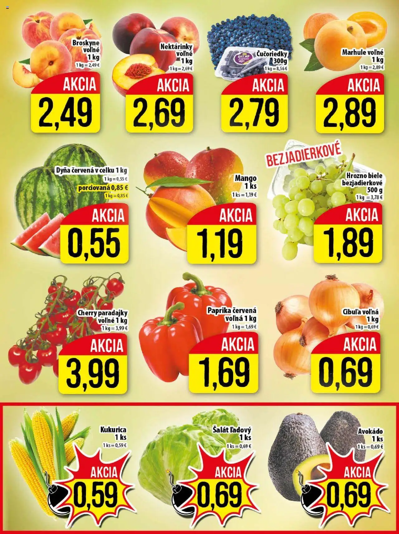 Klas leták │ platný od 04.08.2025 | Strana: 3 | Produkty: Paprika, Čučoriedky, Kukurica, Broskyne