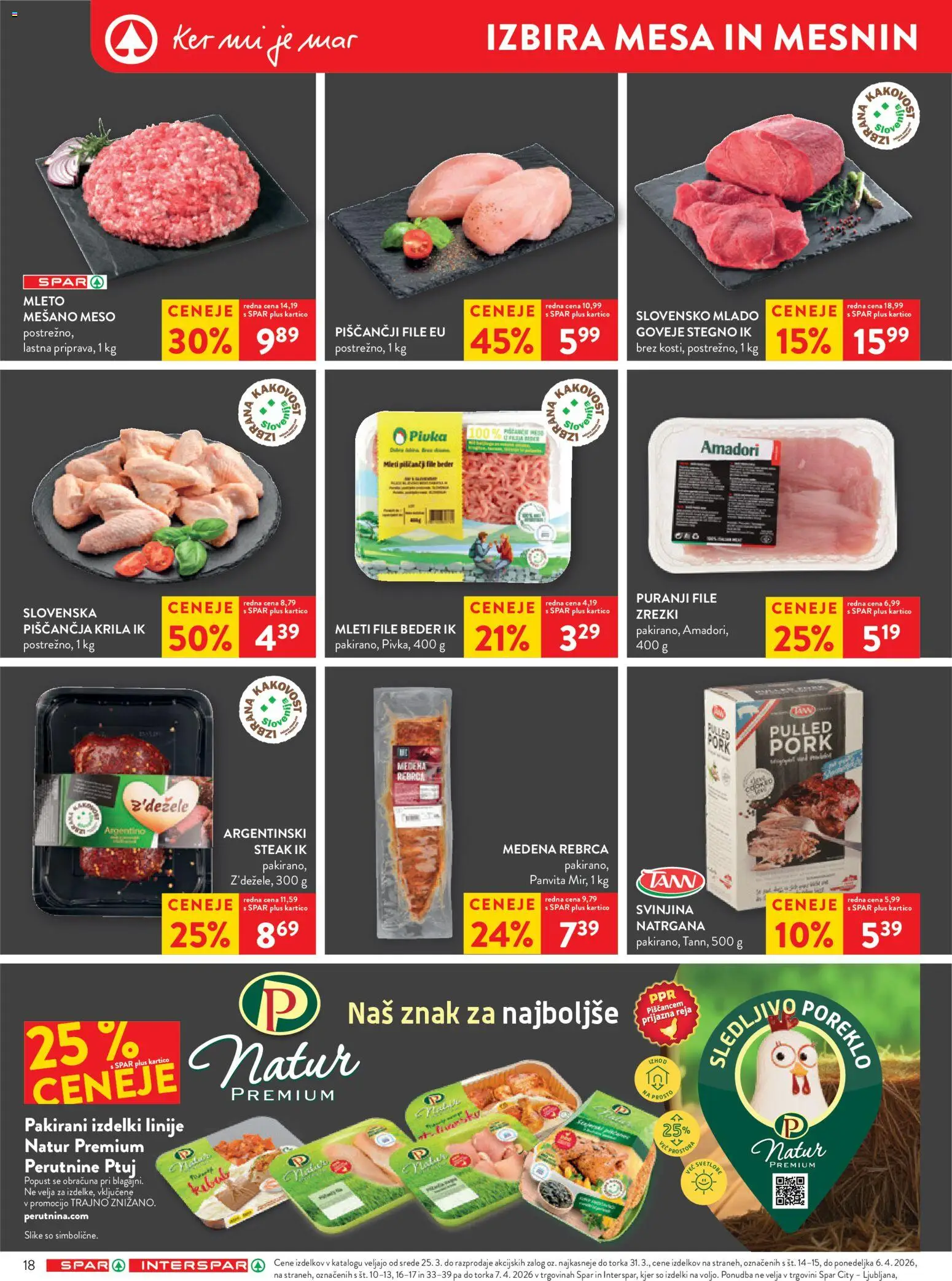 Novi Spar katalog ponudbe – veljaven od 25.03.2026 | Stran: 20 | Izdelki: Rebrca, Piščančja krila, Zrezki