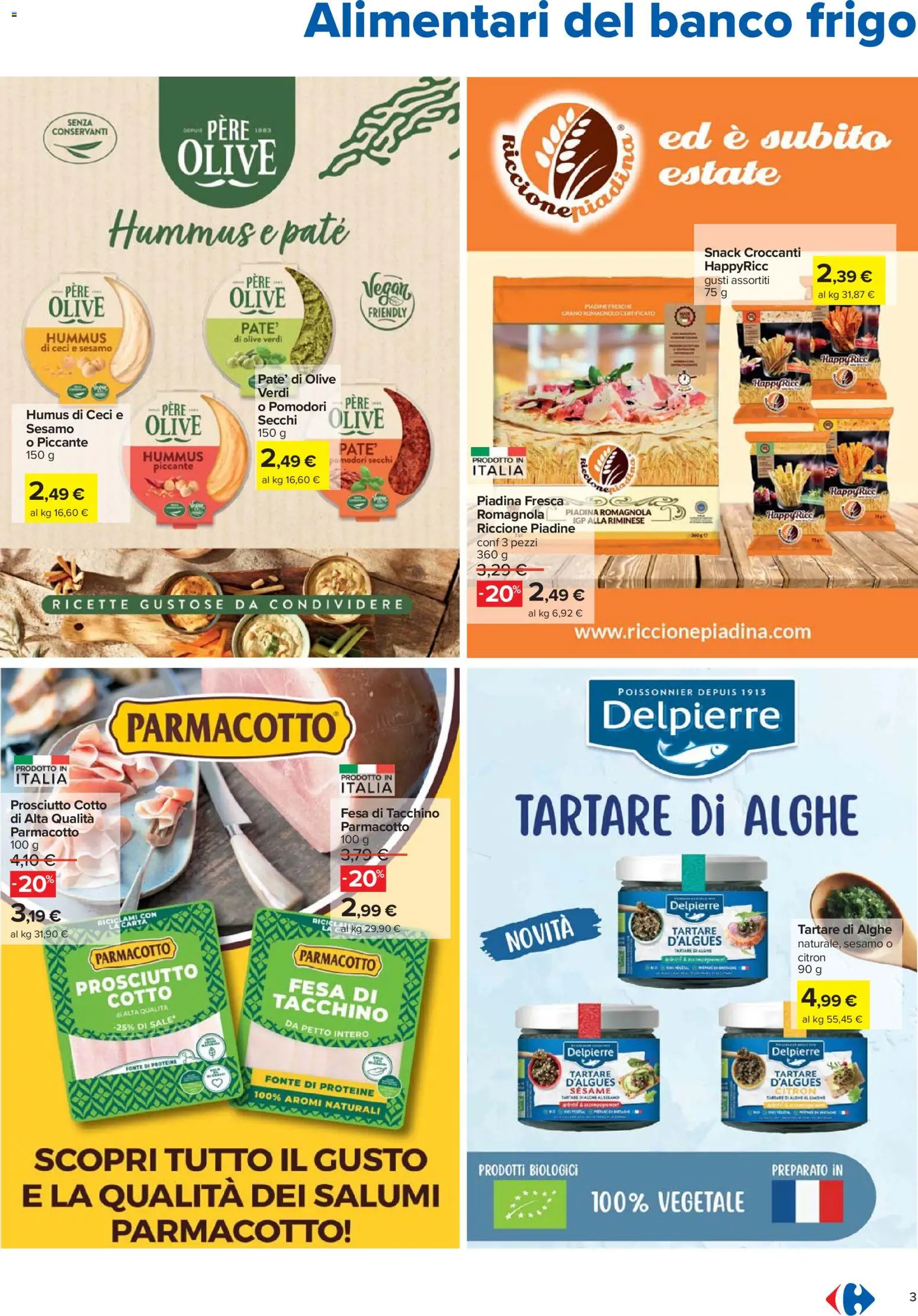 Volantino Carrefour del 27.11.2025 | Pagina: 3 | Prodotti: Paté, Prosciutto Cotto, Ceci, Tacchino