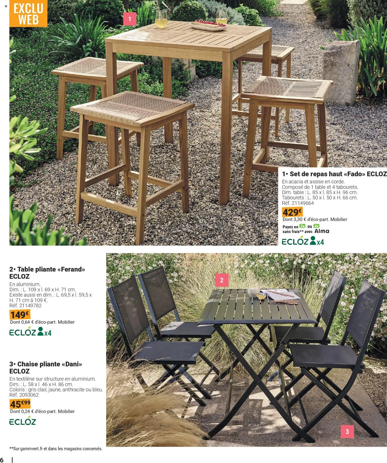 {H1} | Page: 6 | Produits: Chaise pliante, Table, Chaise, Table pliante