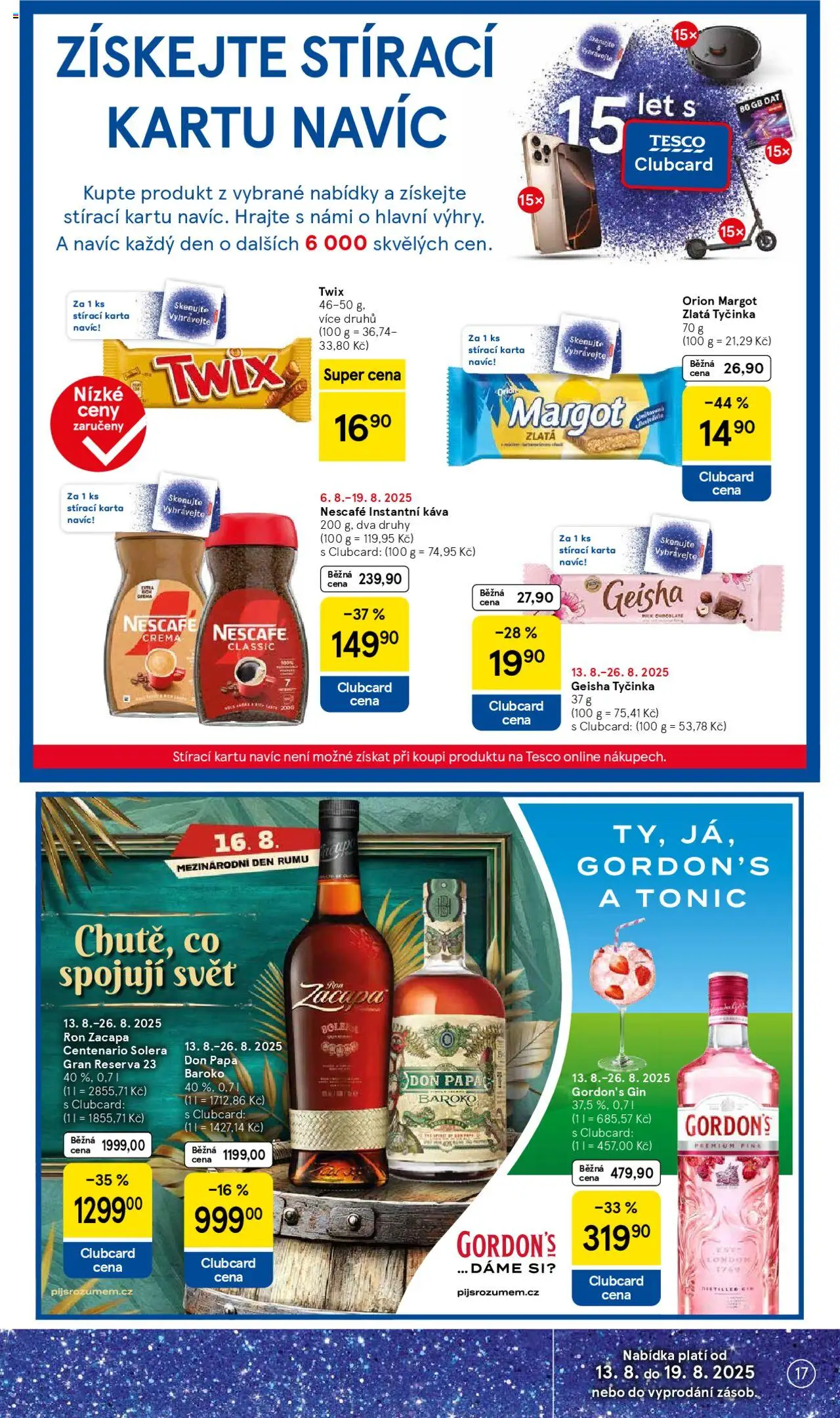 Tesco leták - Hypermarket od 13.08.2025 | Strana: 17 | Produkty: Káva, Instantní káva, Rum Don Papa, Geisha