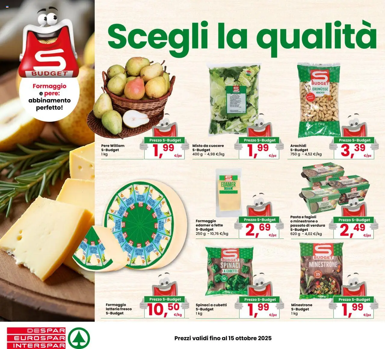 Volantino Eurospar del 09.10.2025 | Pagina: 2 | Prodotti: Fagioli, Latte, Spinaci, Arachidi